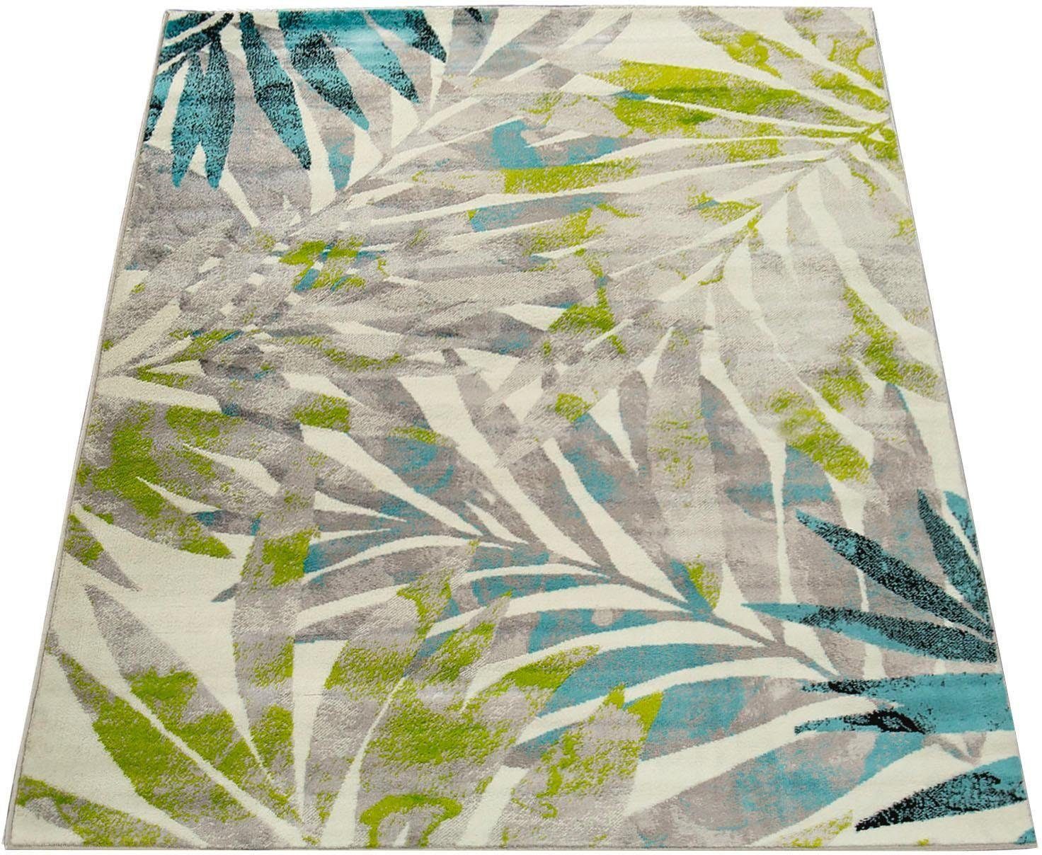 Paco Home Teppich Metro 162, rechteckig, Höhe: 12 mm, Kurzflor, Motiv Blätt günstig online kaufen