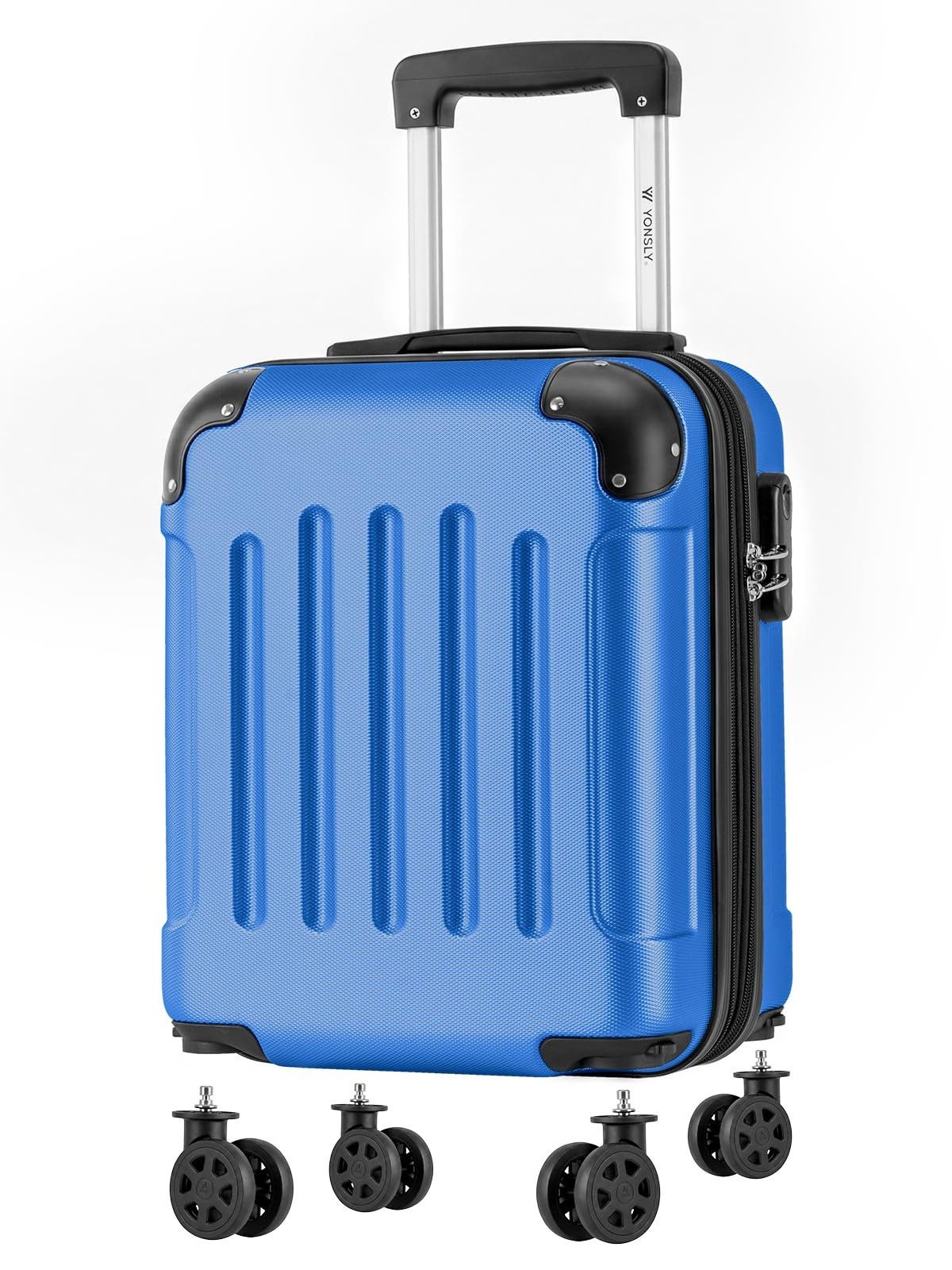 YONSLY Handgepäckkoffer Kabinenkoffer Reisekoffer Trolley mit abnehmbaren Rollrädern, 4 Rollen, ABS-Hartschale mit Zahlenschloss und ergonomischem Gummigriff