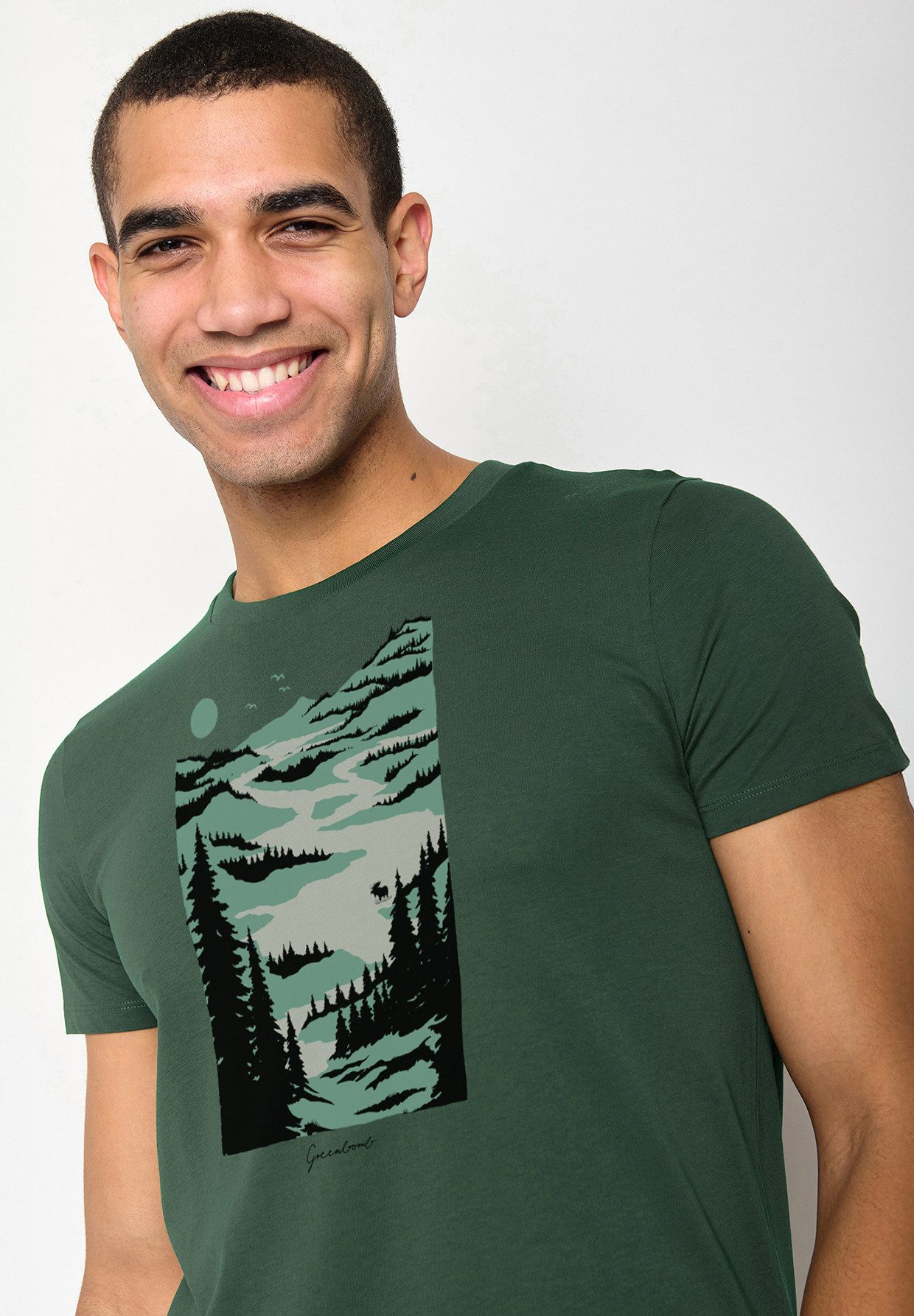 GreenBomb T-Shirt Guide Nature Lakeside Motiv Natur (1-tlg., 1) klassischer Schnitt, tailliert, Rundhalsausschnitt, Bio-Baumwolle