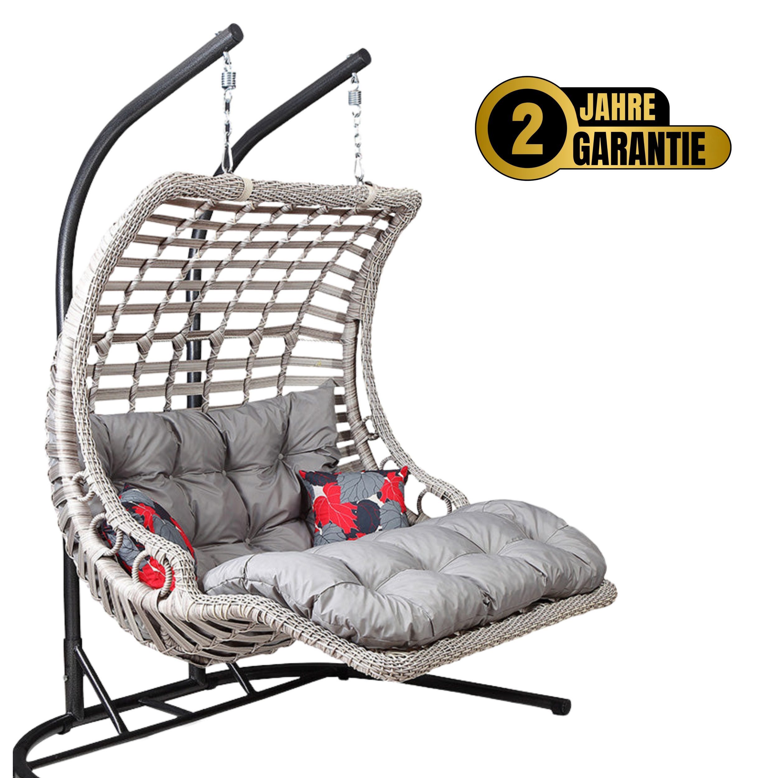 gowoll Hängesessel mit Gestell und Kissen Rattan Gartenschaukel Bodrum Doub günstig online kaufen