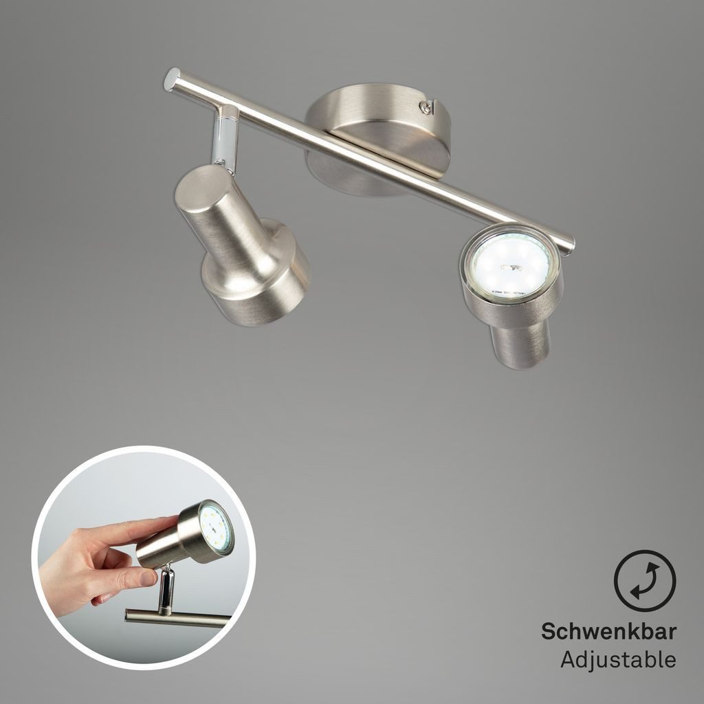 Briloner Leuchten LED Deckenleuchte 2843-022, LED wechselbar, 2700K - Extra-Warmweiß, matt-nickel, GU10, Deckenlampe