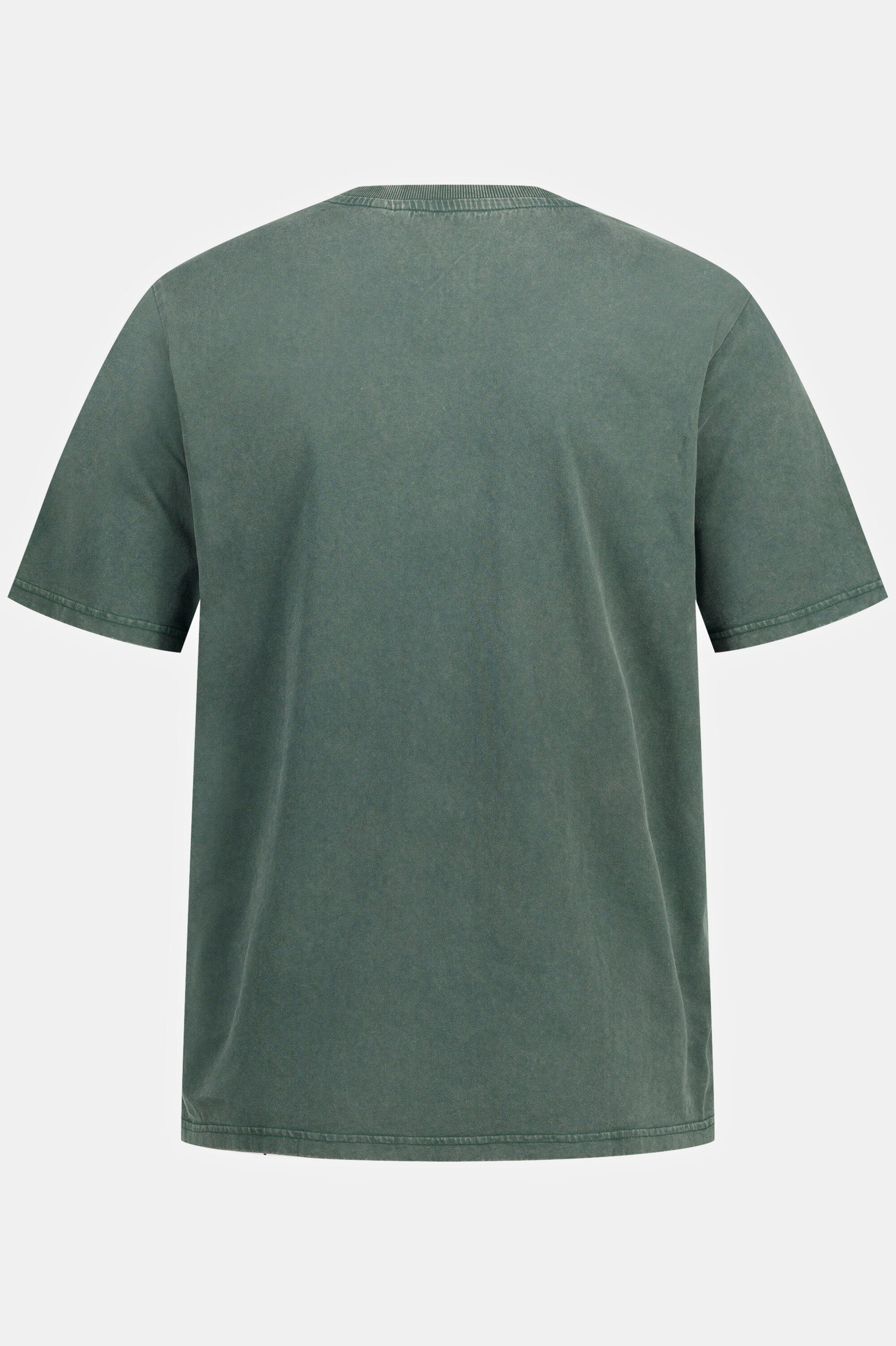 washed grün Halbarm acid Brusttasche T-Shirt T-Shirt JP1880 Rundhals