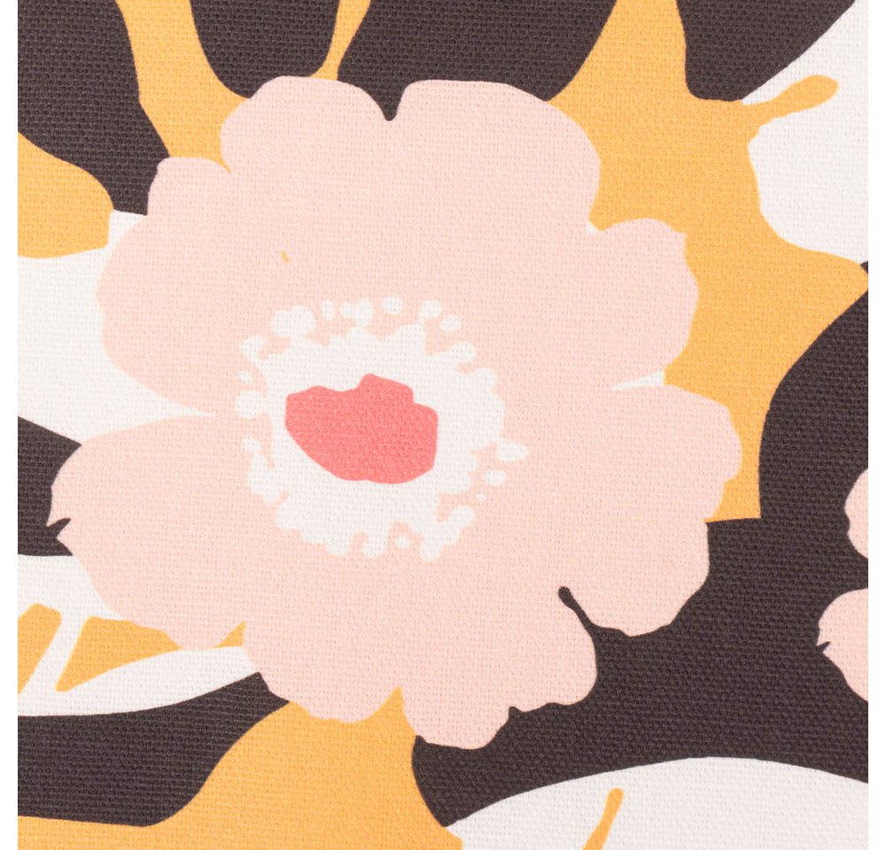 Thumbnail - SCHÖNER LEBEN. Stoff Baumwollstoff Dekostoff Digital Retro Blumen gelb rosa 1,40m breit, Digitaldruck