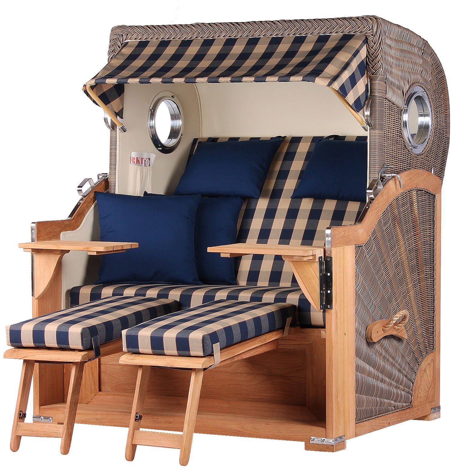 bene living Strandkorb »Königssee Teak Bullauge PE grau Modell 507