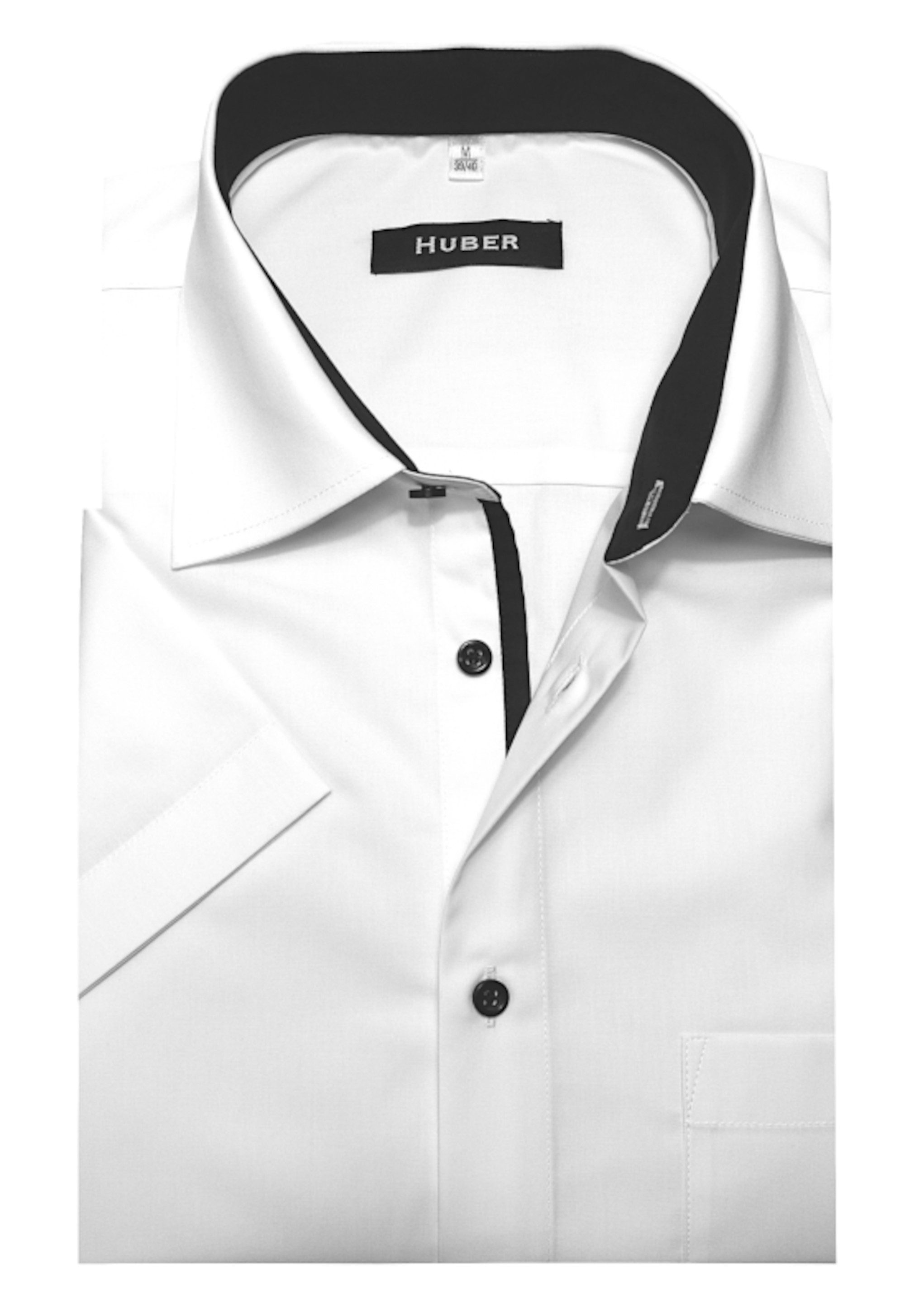 Huber Hemden Kurzarmhemd HU-0199 Kentkragen, Kontrast, Kurzarm, Regular-gerader Schnitt, Made in EU