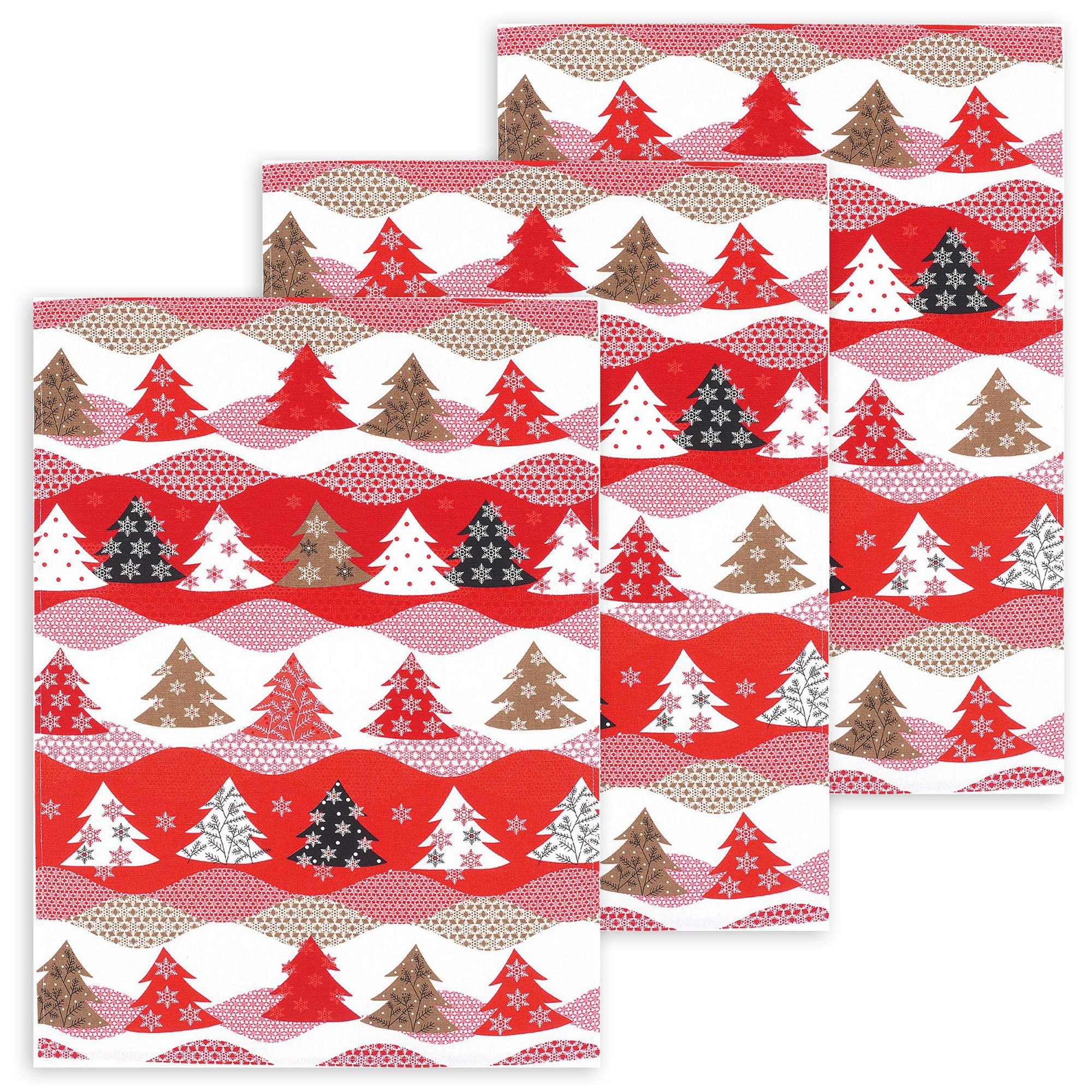 Kracht Geschirrtuch Winterwald, (Set, 3-tlg., Set), 3er Pack Geschirrtücher (3 Stück), ca. 50 x 70 cm, Halbleinen bedruckt