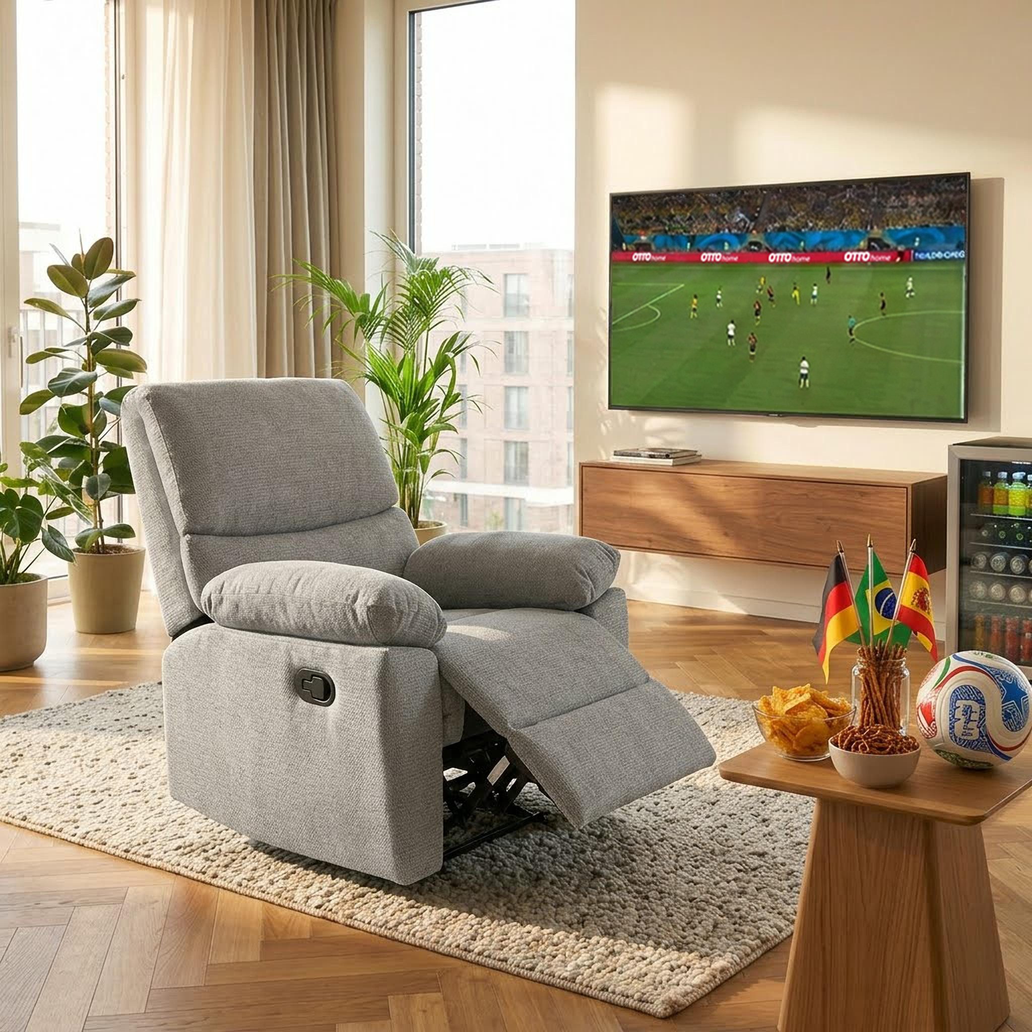 Home affaire Relaxsessel LANNOY, TV-Sessel, elektr. o. manuelle Relaxfunktion, USB A/C, Sessel mit Liegefunktion 105°-150°, Federkernpolsterung