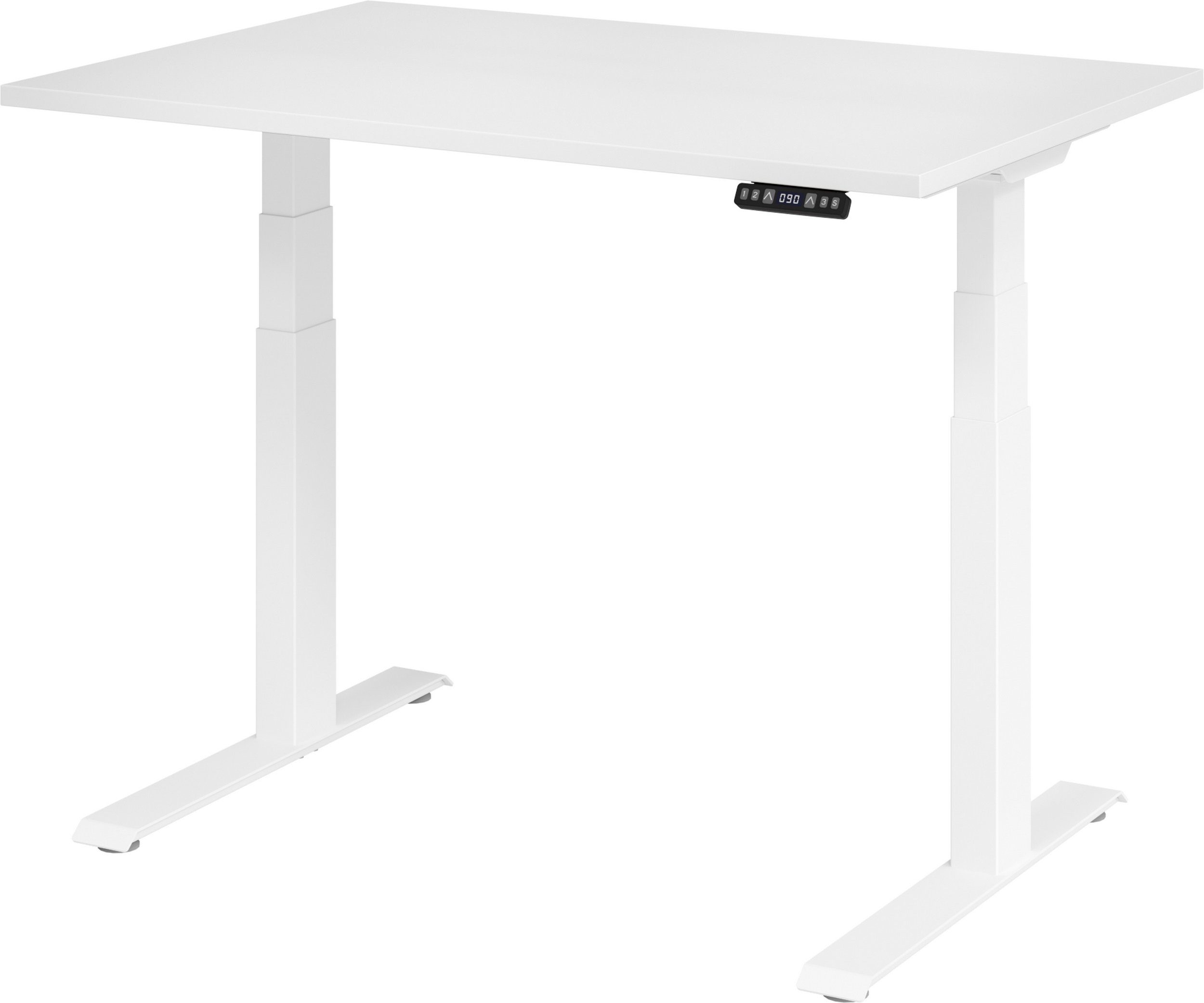 bümö Schreibtisch Schreibtisch elektrisch XDKB, Rechteck: 120 x 80 cm - Dekor: Weiß - Gestell: Weiß Weiß | Weiß