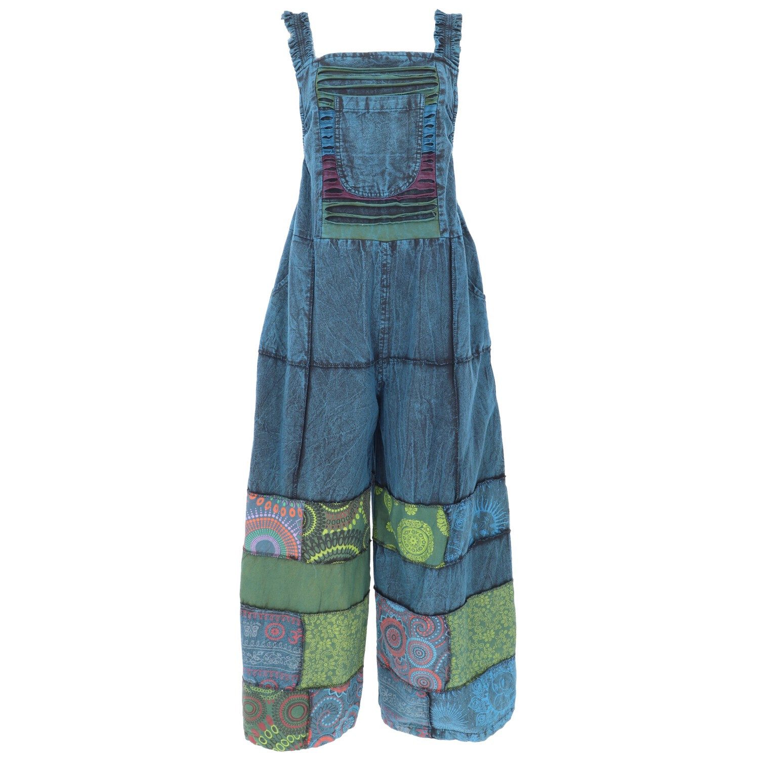 Relaxhose Natürliche Patchwork Boho Latzhose, Overall,..