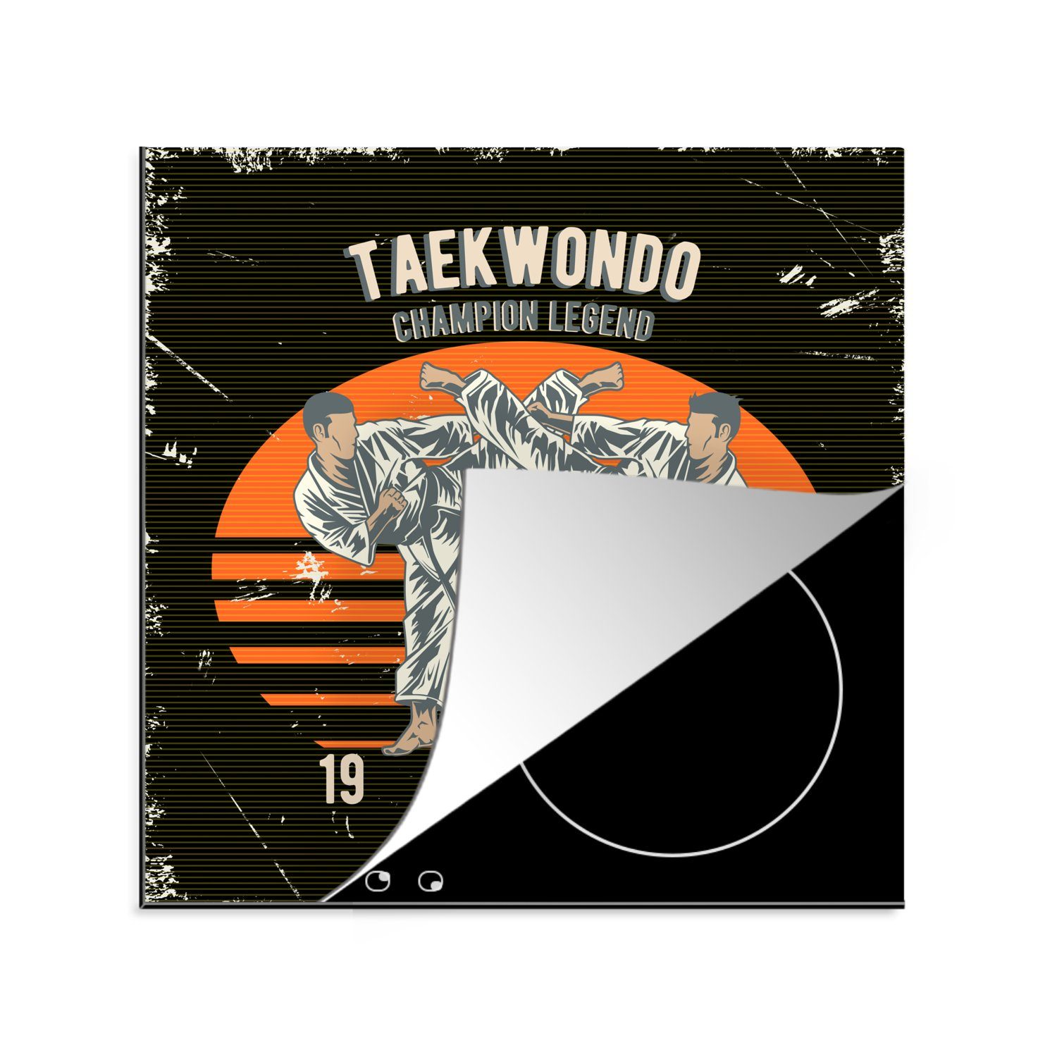 MuchoWow Herdblende-/Abdeckplatte Jahrgang - Sport - Taekwondo, Vinyl, (1 tlg), 78x78 cm, Ceranfeldabdeckung, Arbeitsplatte für küche