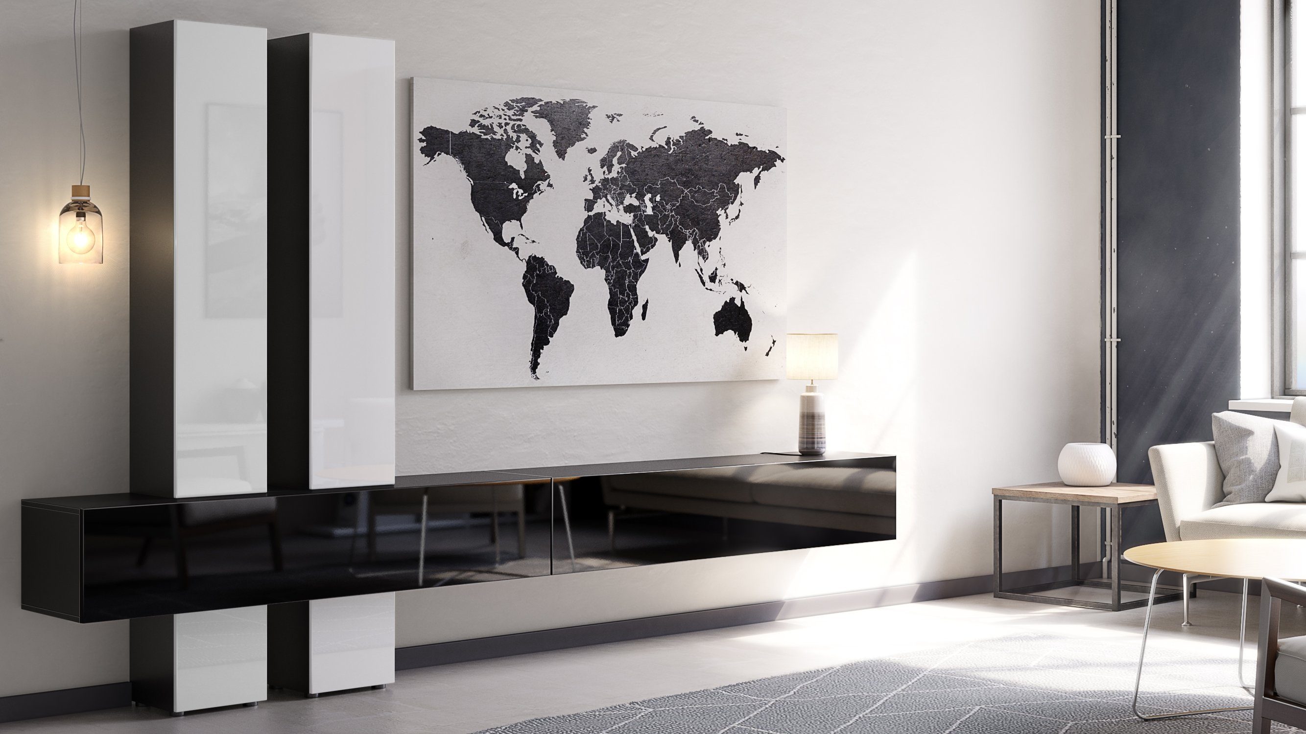 Vladon Wohnwand Moja, (Anbauwand, mit Rückwand mit 4 Türen und 2 Klappen), günstig online kaufen