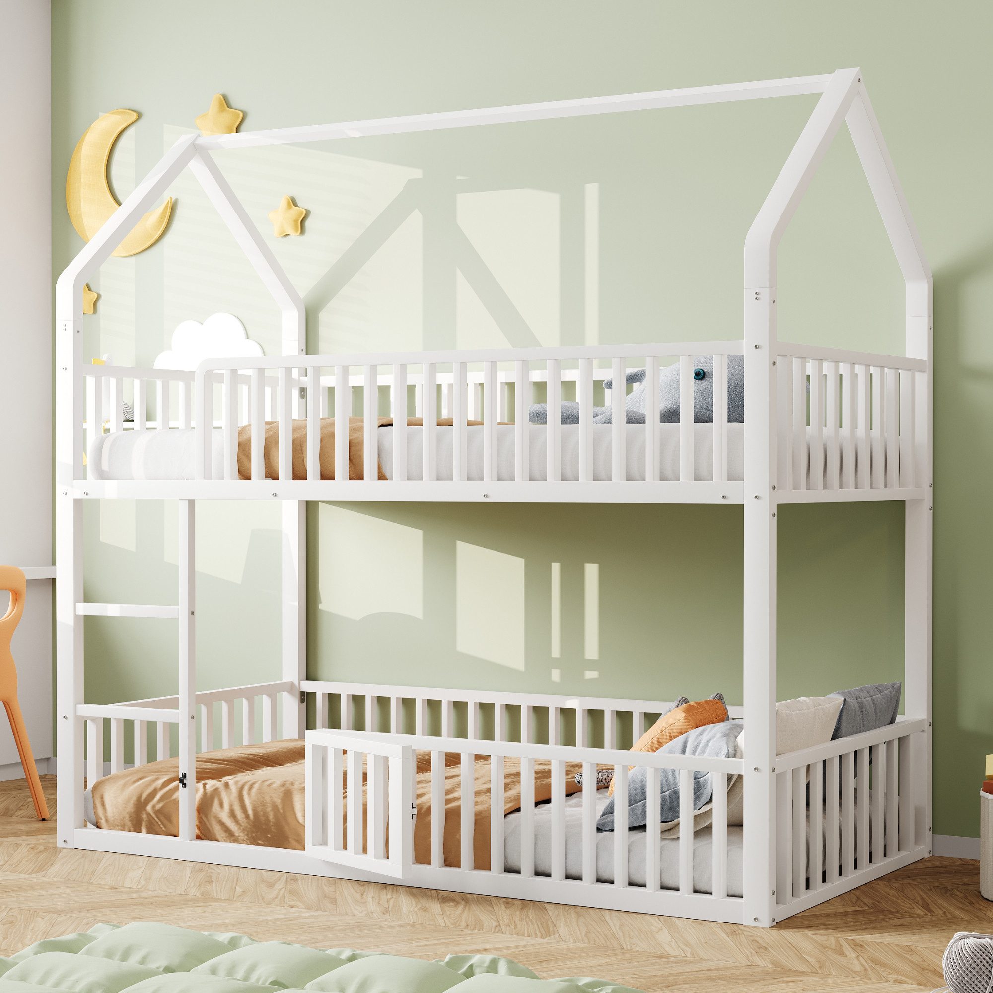 Flieks Etagenbett, Metallbett Hochbett Hausbett 90x200cm günstig online kaufen
