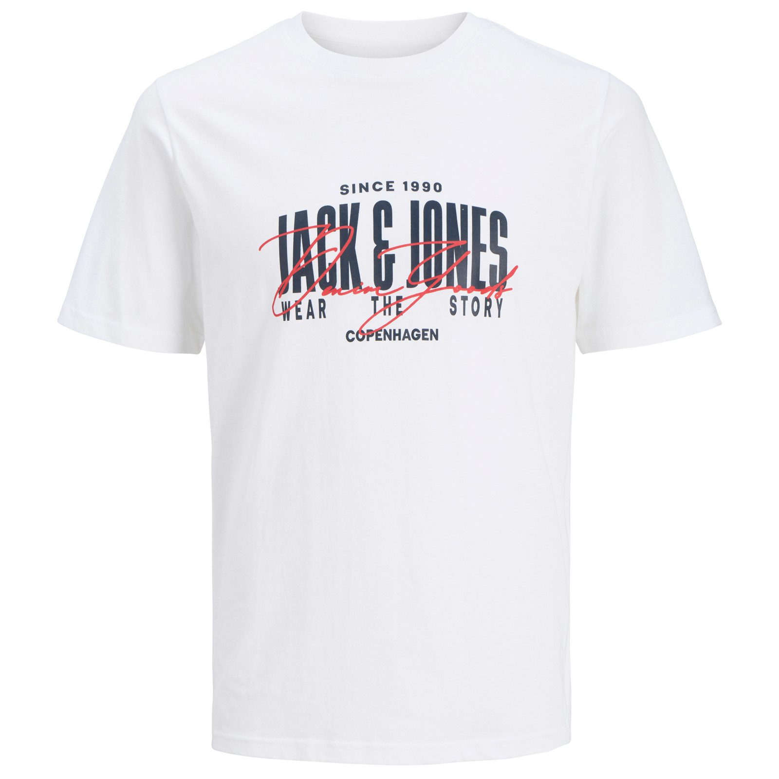 Jack & Jones Rundhalsshirt Jack&Jones Übergrößen T-Shirt weiß Print JJAERO