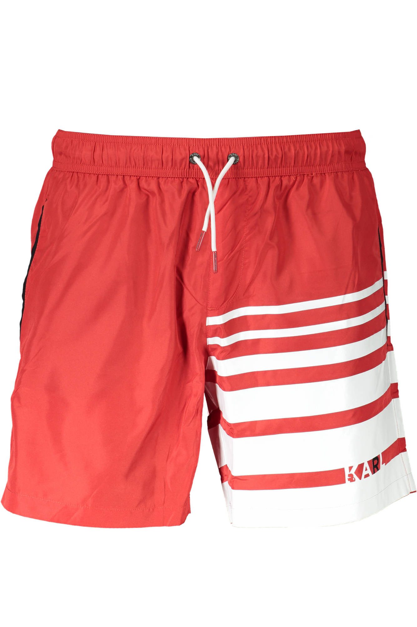 KARL LAGERFELD Badeshorts Stilvolle Herren Badeshorts in Rot mit Taschen und Logo-Druck