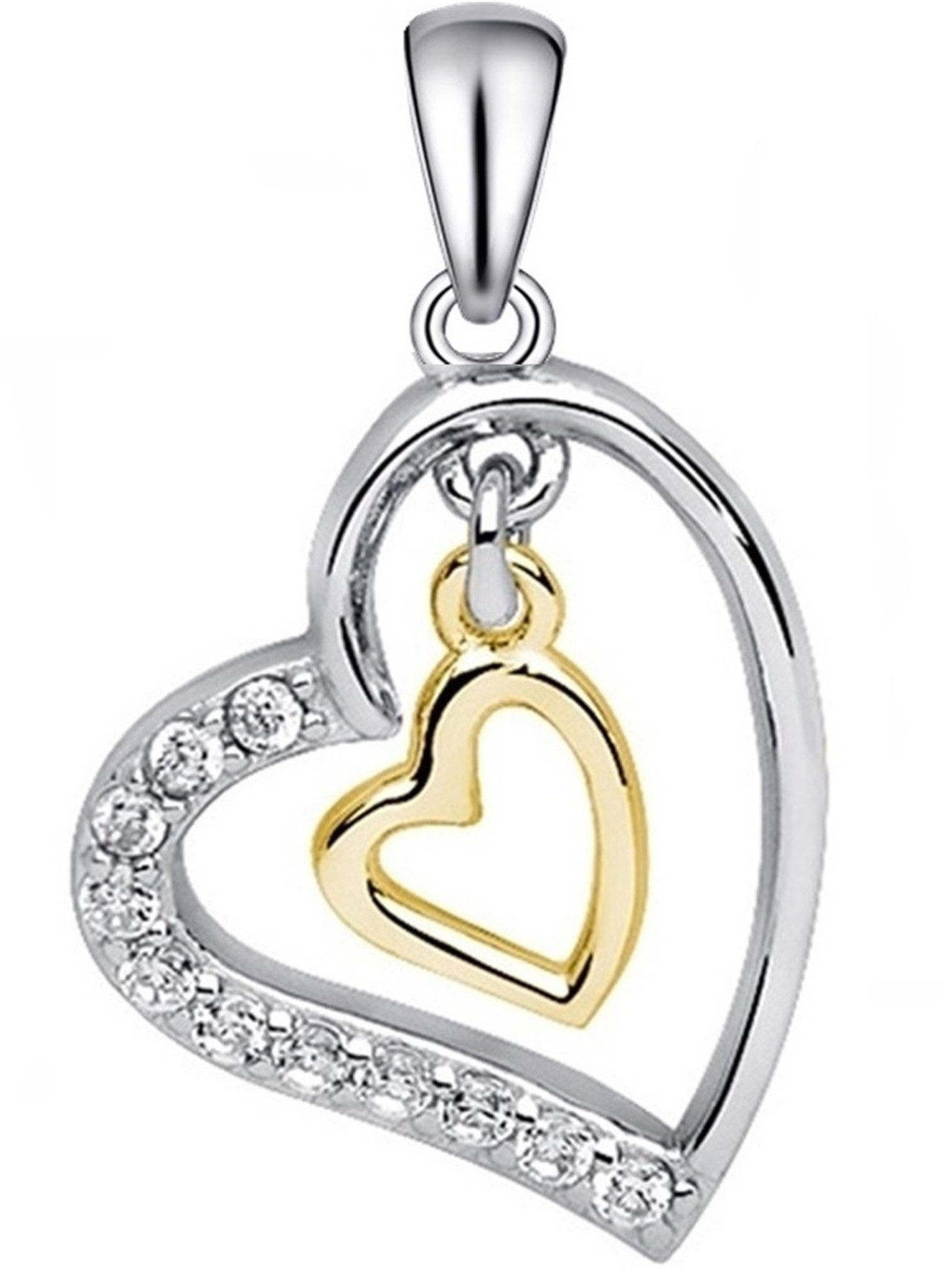 Goldene Hufeisen Herzanhänger Herz Anhänger aus 925 Silber mit Zirkonia Kri günstig online kaufen