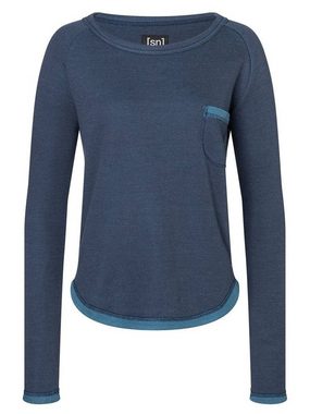 SUPER.NATURAL Sweatshirt Merino Sweatshirt W KNIT CREW mit kontrastfarbenen Details, feinster Merino-Materialmix