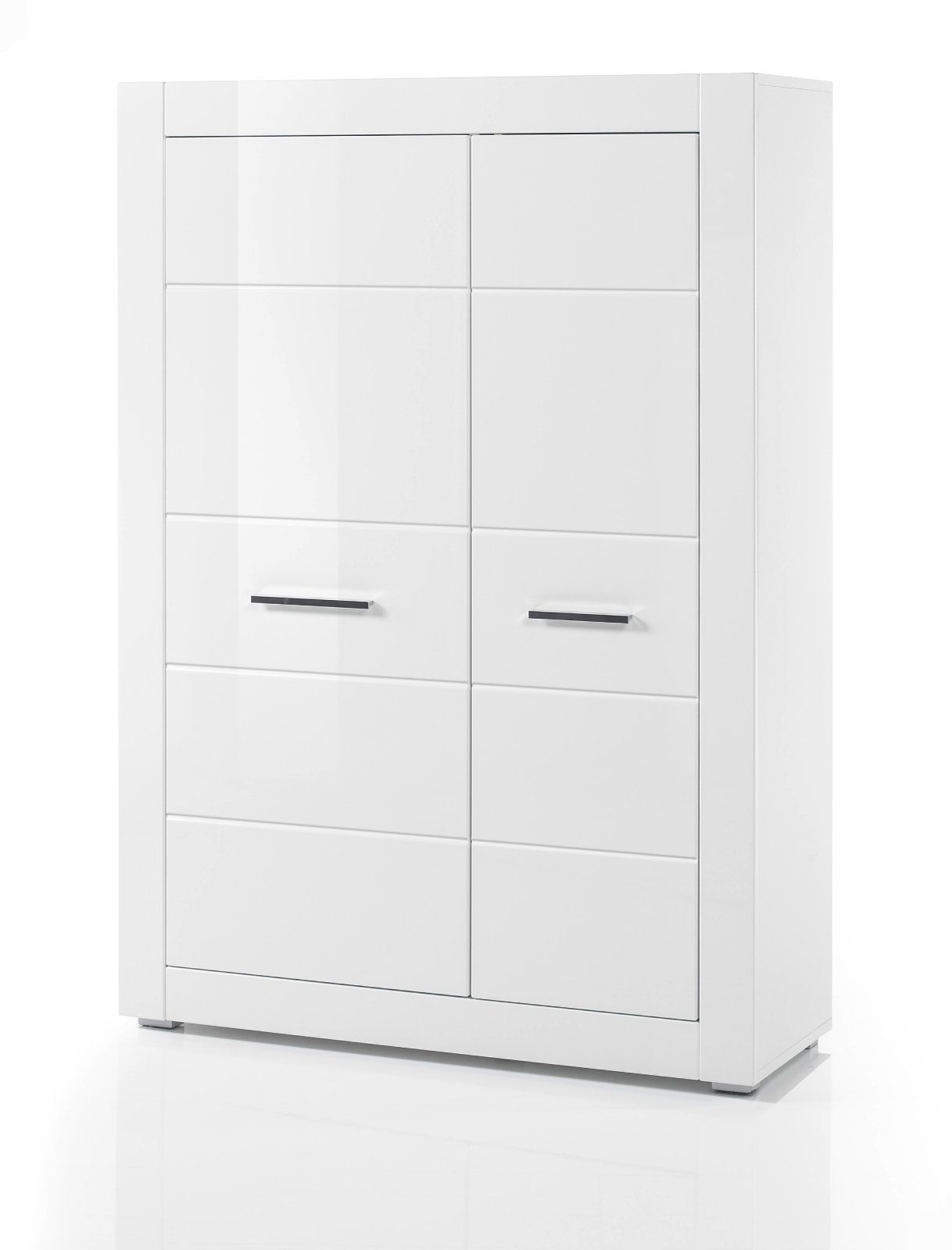 Furn.Design Highboard Carrara (Hochkommode 2-türig, 6 Fächer, 100 x 142 cm), in weiß Hochglanz