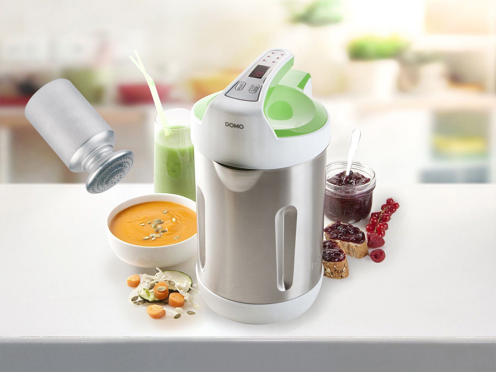 Setpoint Multikocher, 1000 W, Digitaler & 2Ltr. Salzstreuer Suppen-Kocher Smoothie-Maker Marmeladen