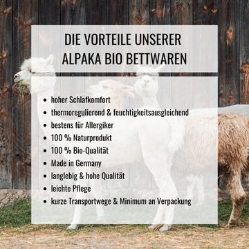Naturhaarbettdecke, Sommer Alpaka Bio Bettdecke, rabens organic, Füllung: 100% Alpakawolle, Bezug: kbA Bio Baumwolle, - Premium Bio Qualität - Handmade in Germany, EXTRA Baumwollsack