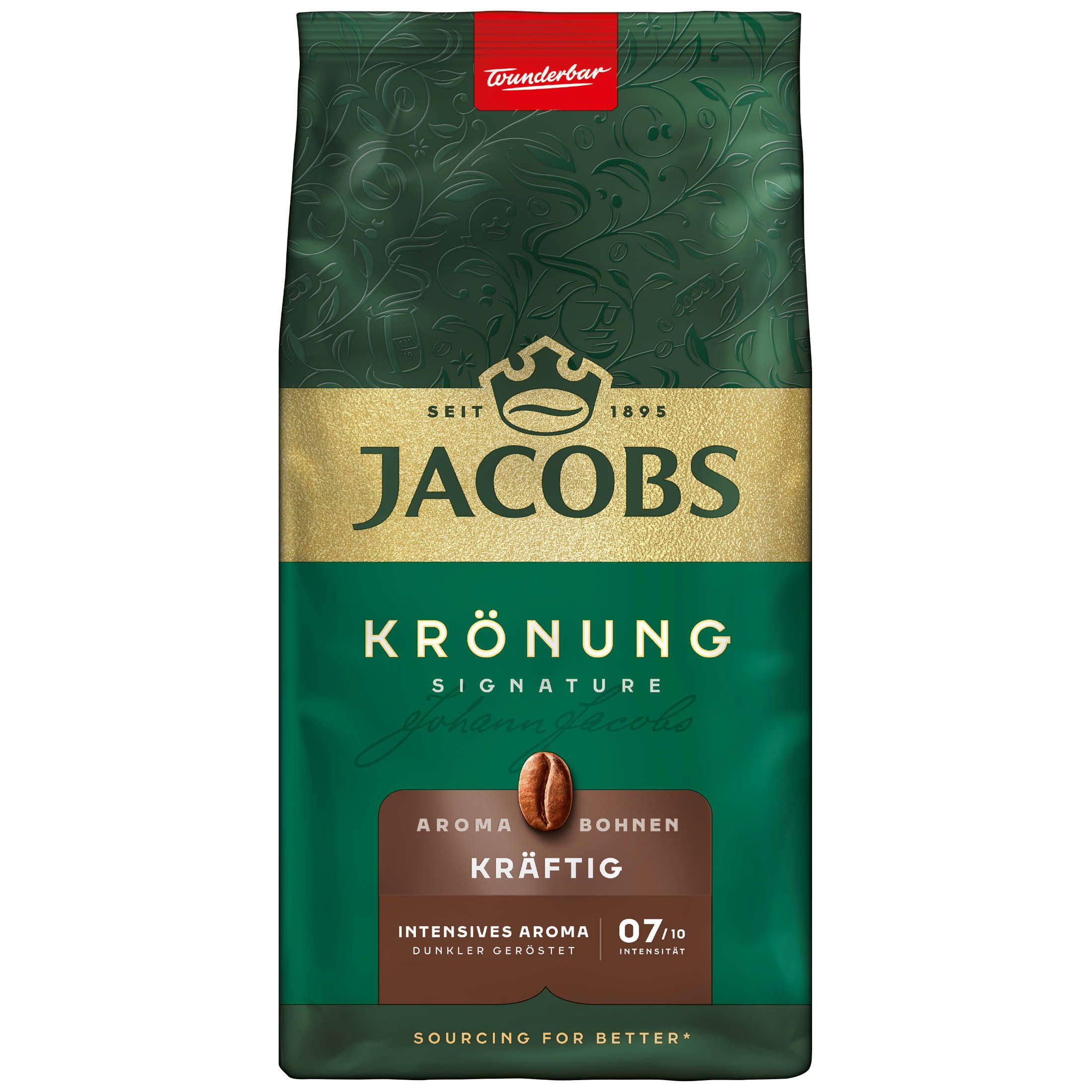 JACOBS Kaffee Kaffeebohnen Krönung Aroma-Bohne kräftig 12 x 500g = 6 kg ganze Bohnen, (Packung, 12er Pack)