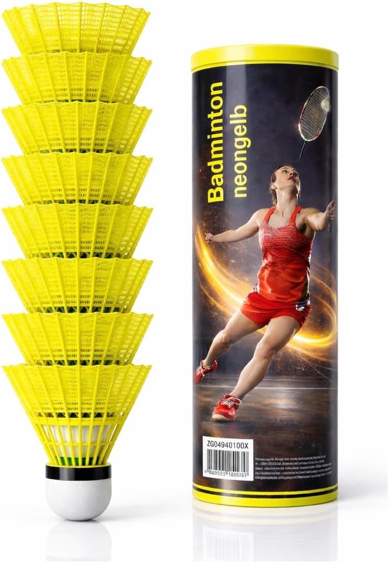 Sportyfits® Federball 6x Federbälle gelb Badmintonbälle für Training & Wettkampf Badminton (6er-Set, 6-St., 6x Federbälle)