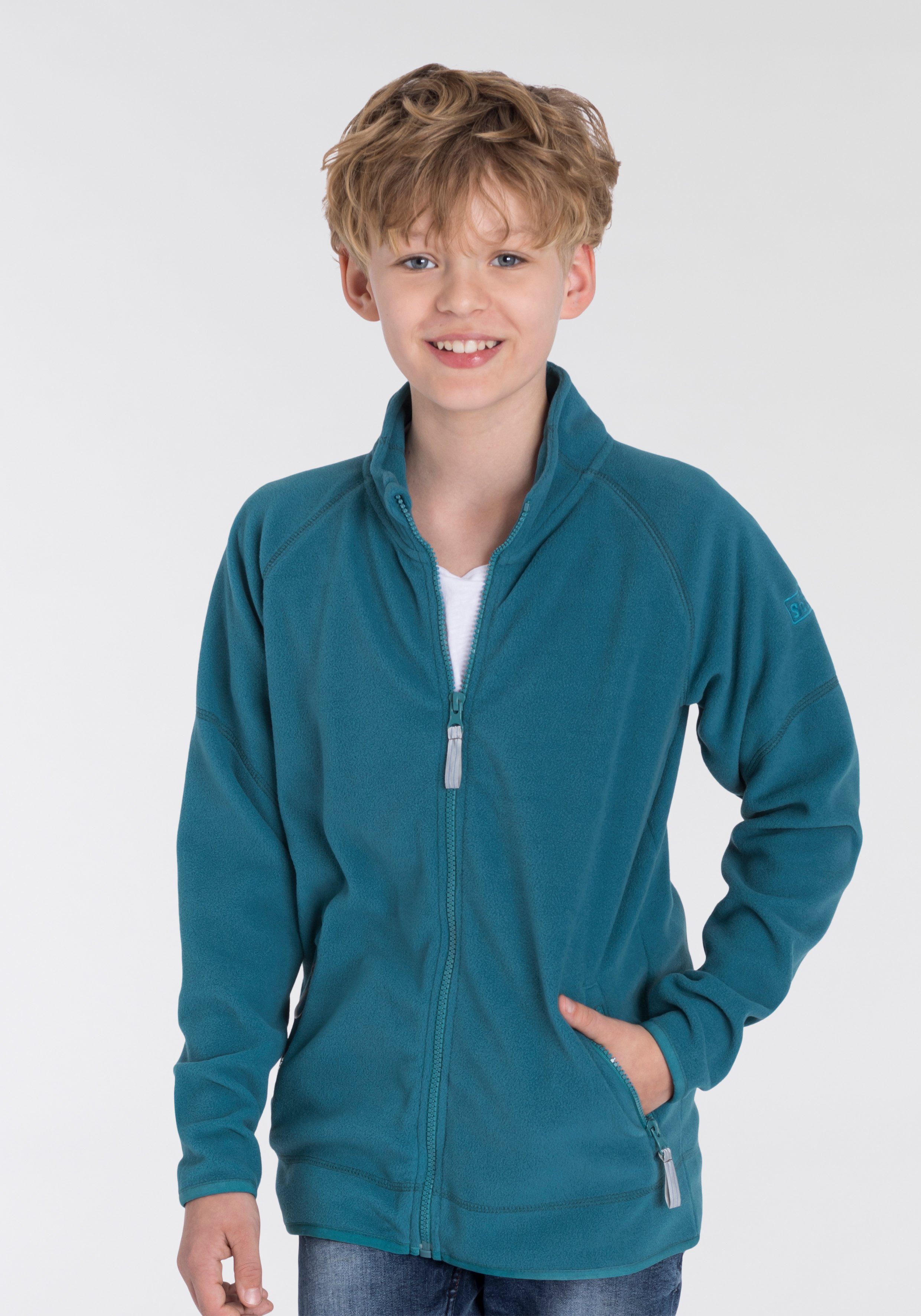 Scout Fleecejacke COZY aus leichtem, petrol Microfleece wärmendem