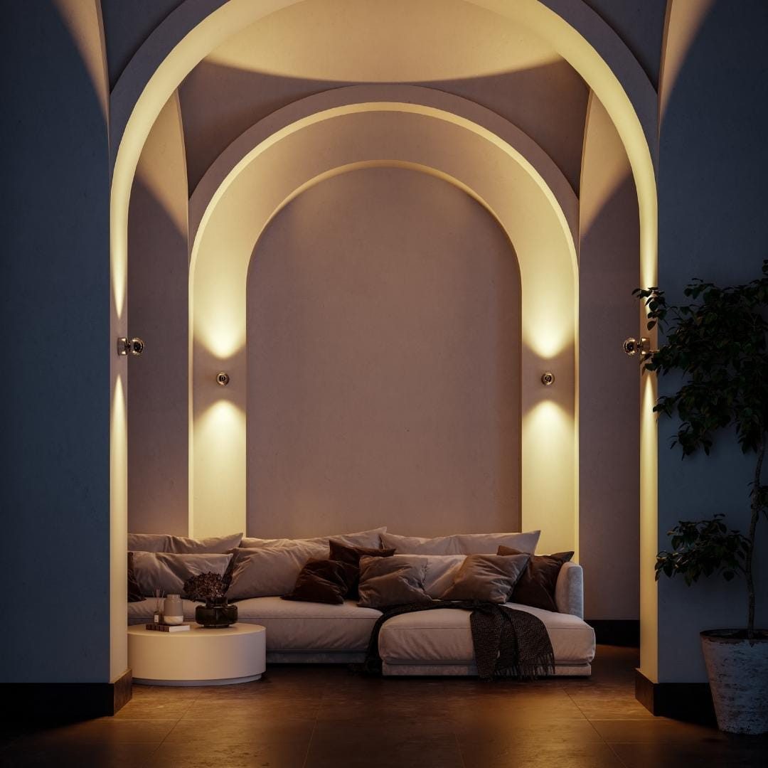 Neona LED Wandleuchte PONTOS Chrom, Dimmbar per Fernbedienung, LED fest integriert, Warmweiß