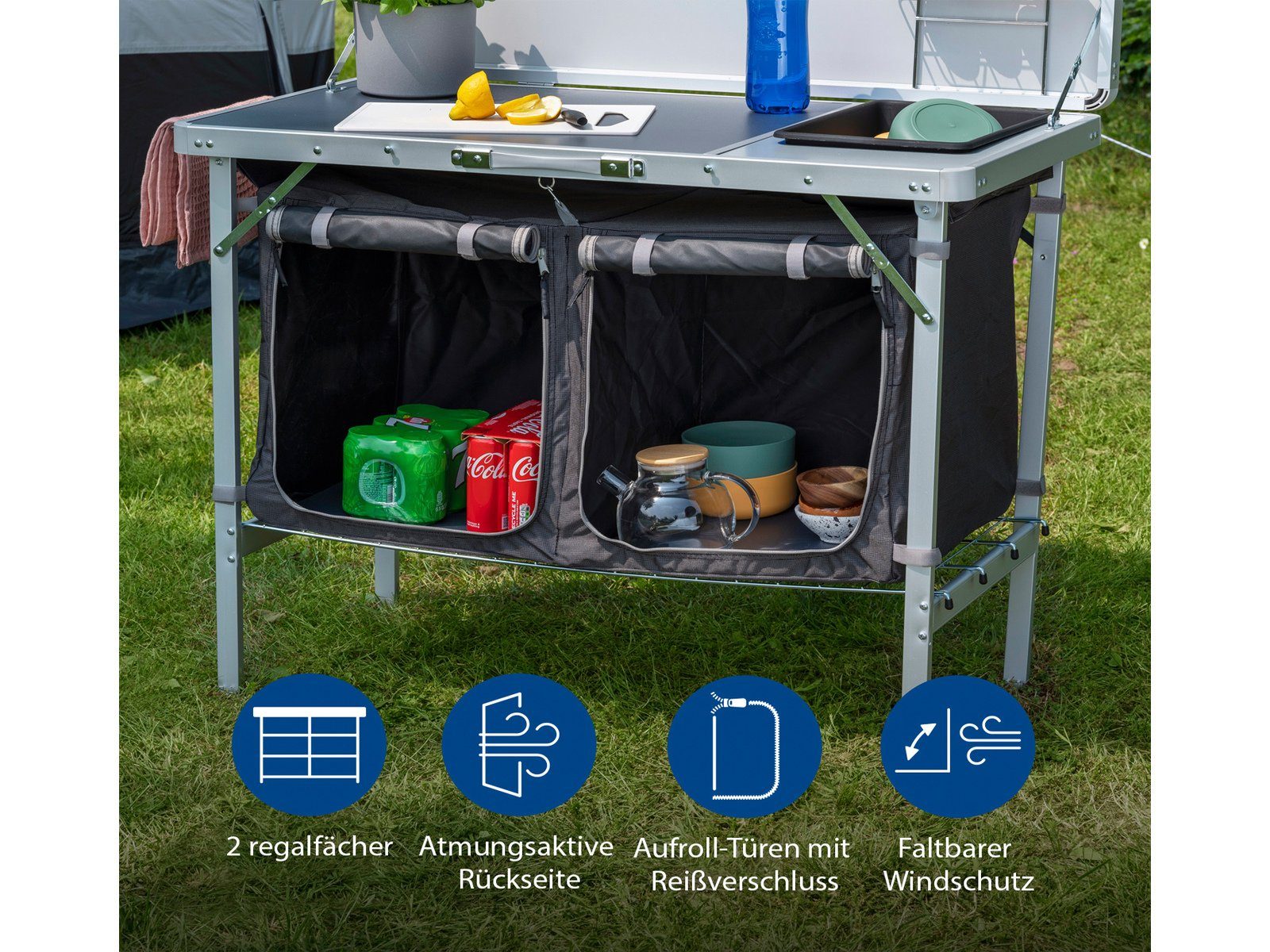 Campart Spülenschrank mobile faltbar Küche Küchenschrank Spüle Outdoor mit Camper Küchenbox