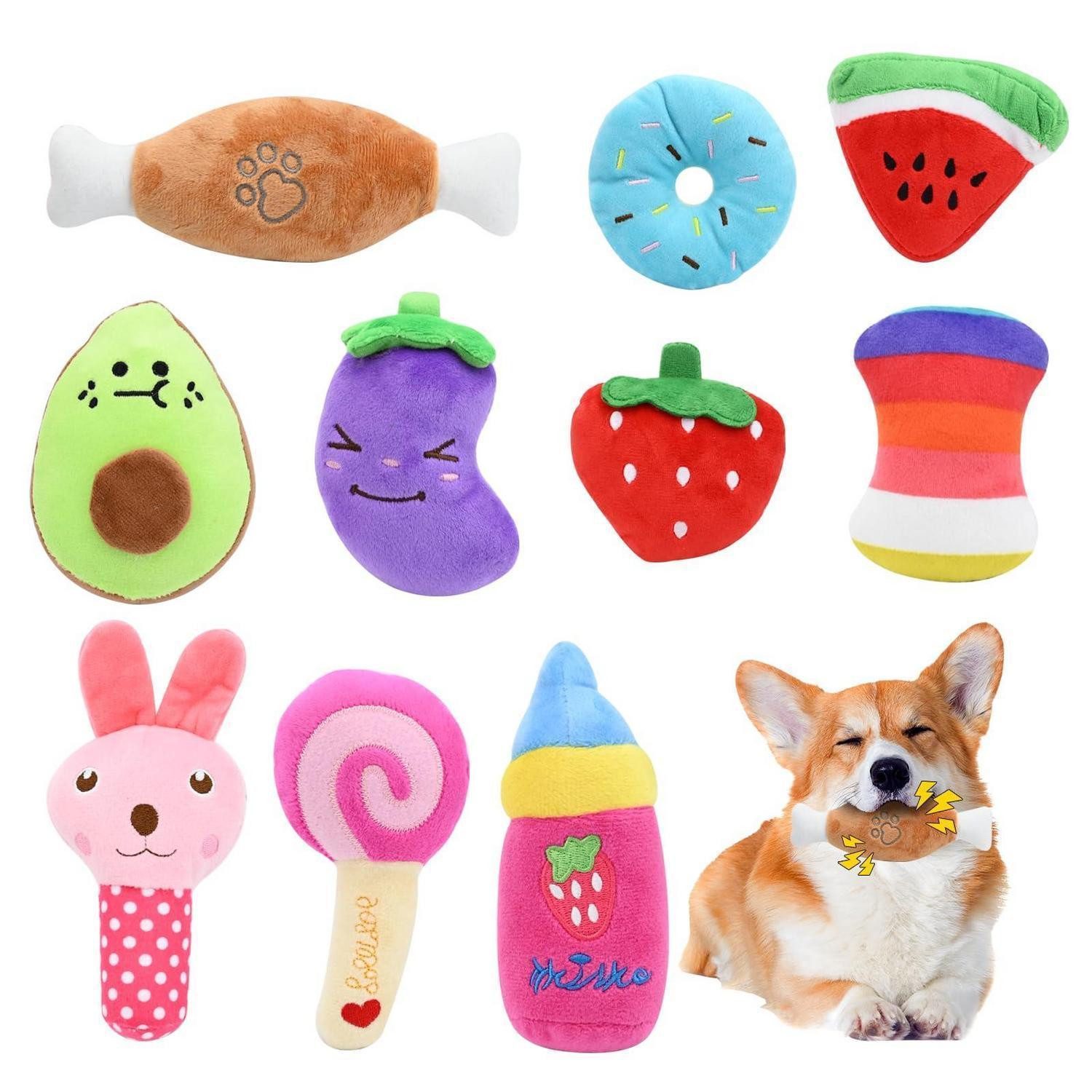 LuxusKollektion Tierquietschie Welpen Spielzeug 10er Pack Quietsch Plüsch, Textil, (10-tlg)