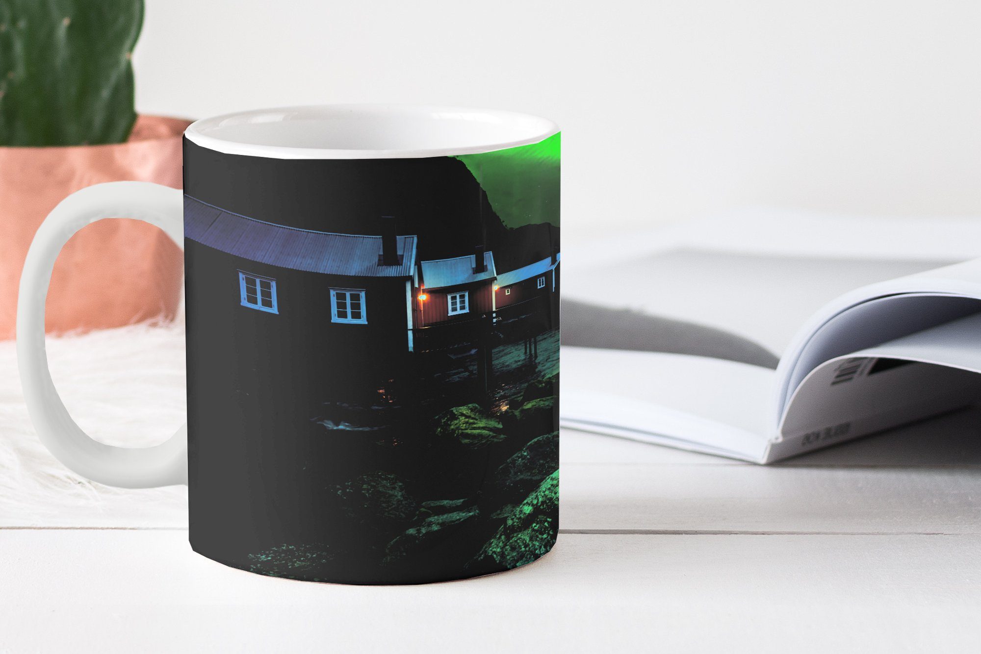 Keramik, Nordlichter Becher, Tasse Norwegen MuchoWow - Teetasse, Nacht, Kaffeetassen, - Geschenk Teetasse,