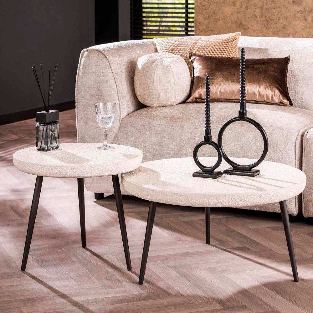 RINGO-Living Beistelltisch Couchtisch 2er Set Elin aus Marmorverbundstoff in Weiß 700mm, Möbel