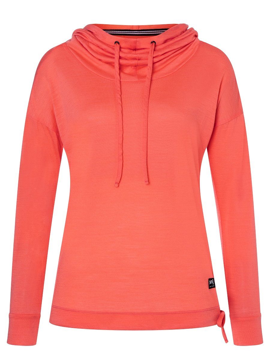 SUPER.NATURAL Hoodie Merino Hoodie W FUNNEL Living Merino-Materialmix optimaler HOODIE Coral