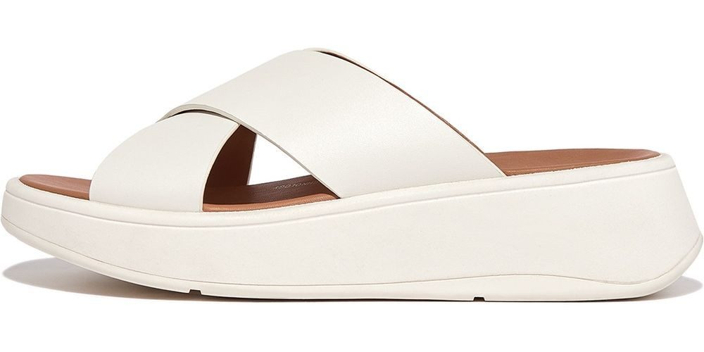 Fitflop F-Mode Leather Flatform Cross Slides Sandale günstig online kaufen