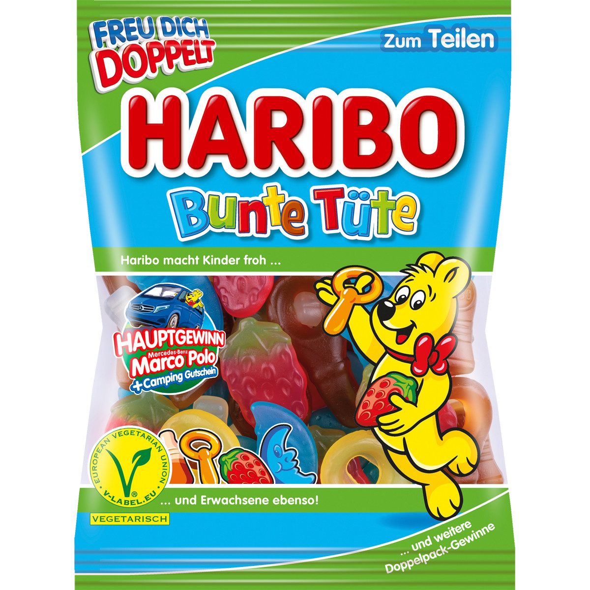 HARIBO Süßigkeit, Haribo Bunte Tüte Fruchtgummi Mischung mit Colageschmack 175g