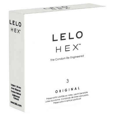 Lelo Kondome Lelo HEX Original Packung mit, 3 St., besonders dünne Kondome mit Wabenstruktur, die Kondom-Innovation mit revolutionärer Sechseckstruktur