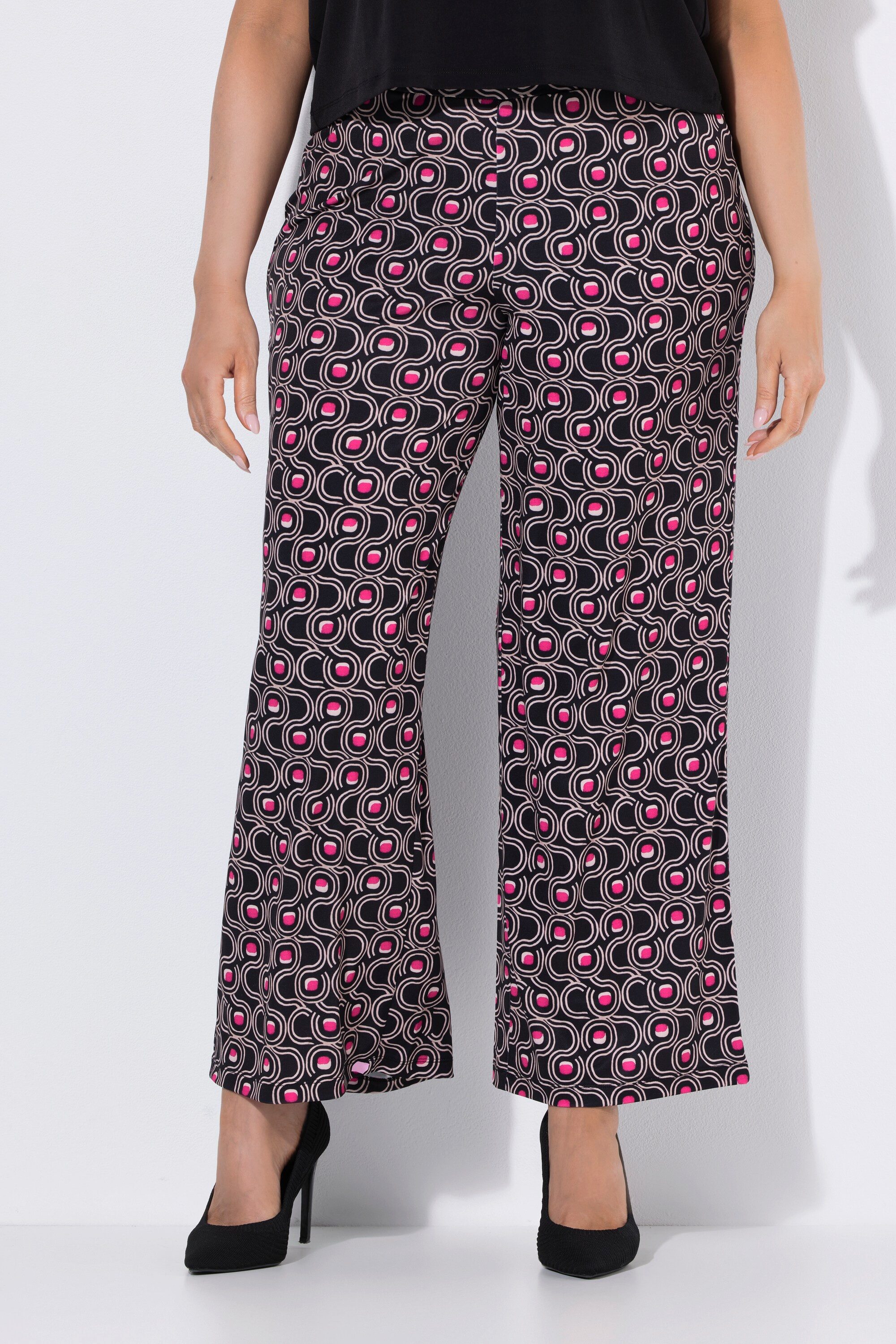 Ulla Popken Funktionshose Jerseyhose grafischer Druck gerades Bein