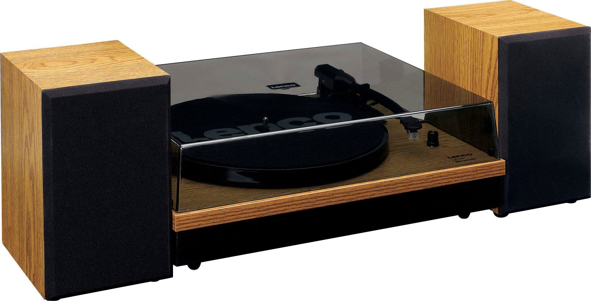 Lenco LS-300WD Plattenspieler Holz (Riemenantrieb) Lautsprechern mit Plattenspieler ext