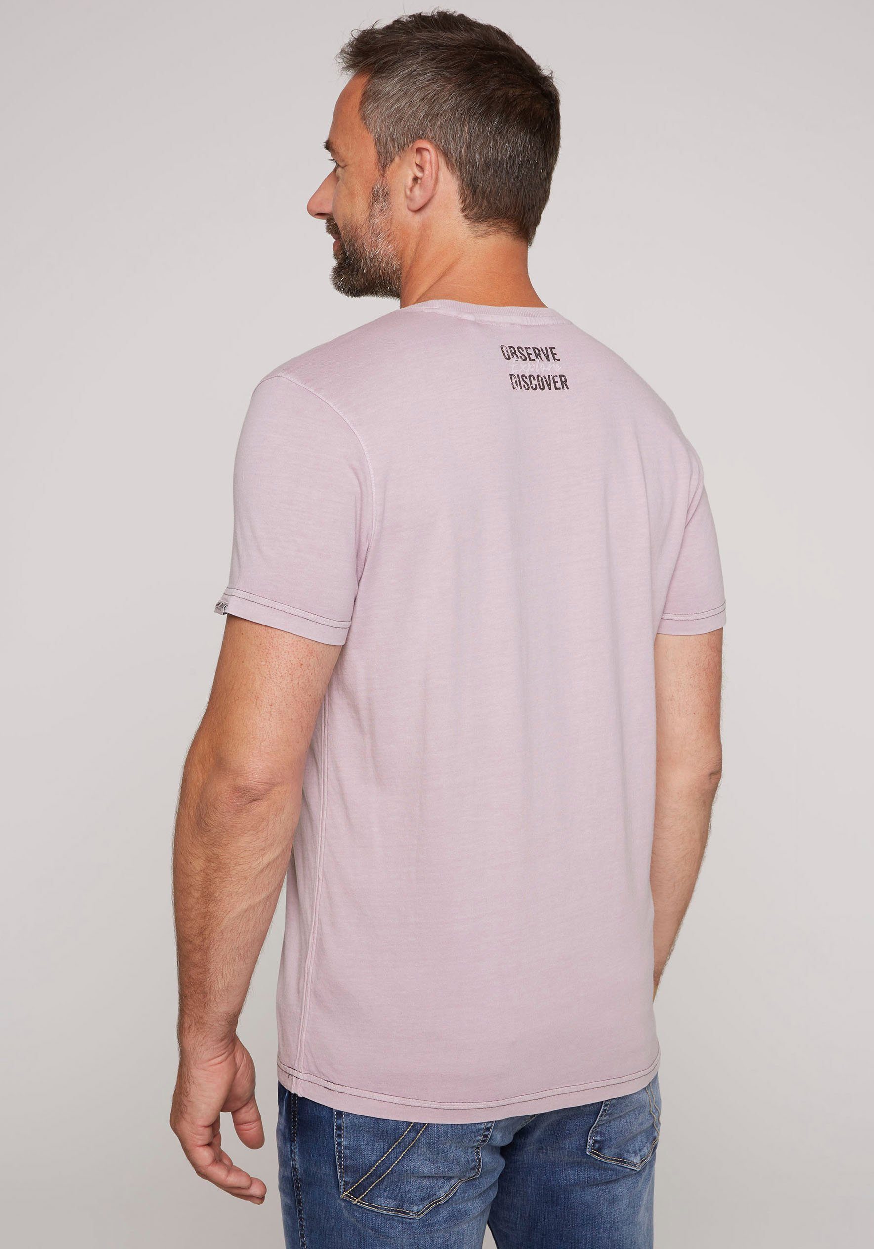 CAMP DAVID T-Shirt violet Kontrastnähten mit french