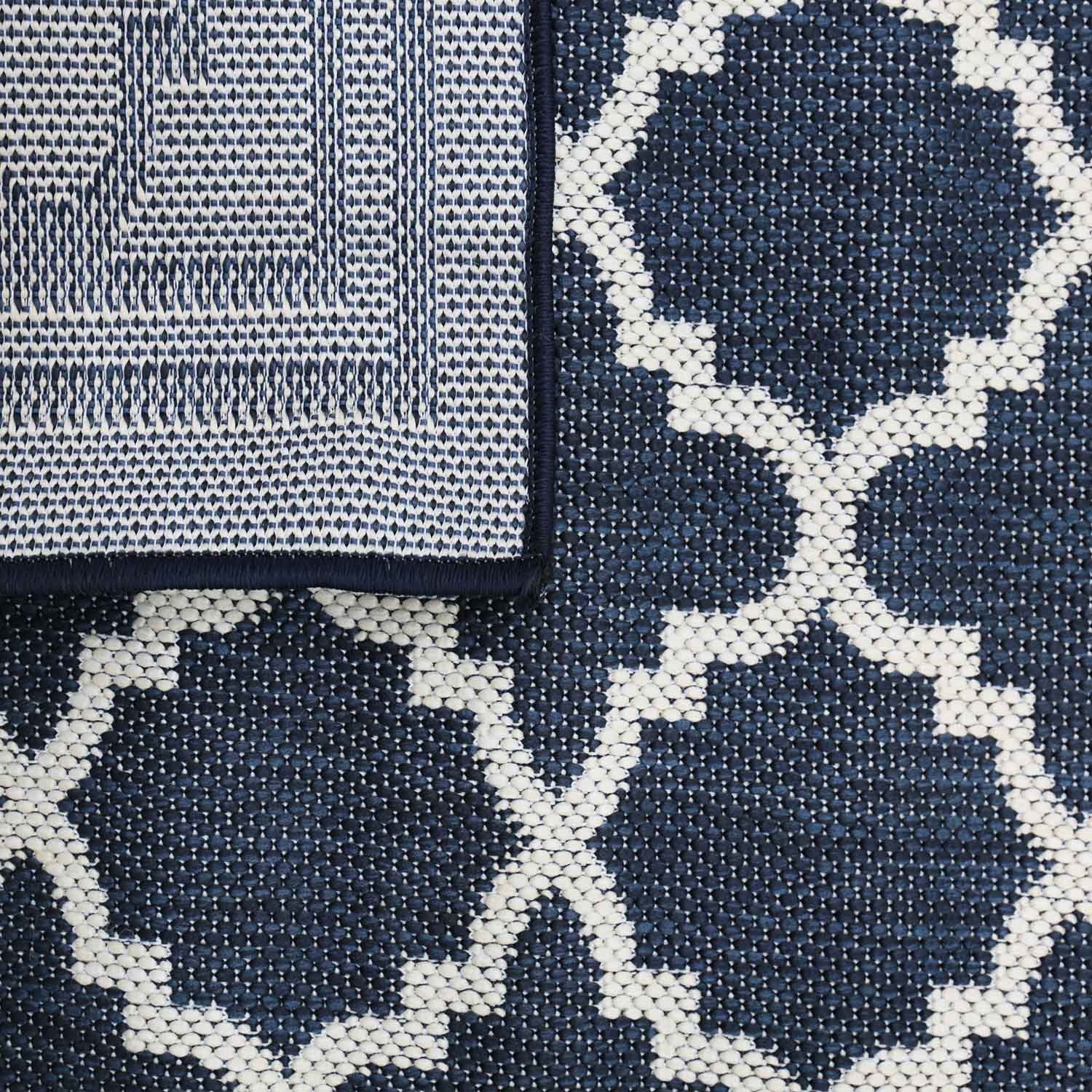 Vimoda Outdoorteppich Teppich Balkon Läufer Terrase, Rechteckig, Höhe: 5 mm, In & Outdoor Teppichfür Küche, Balkon, Flur, Terrasse, Raute Muster