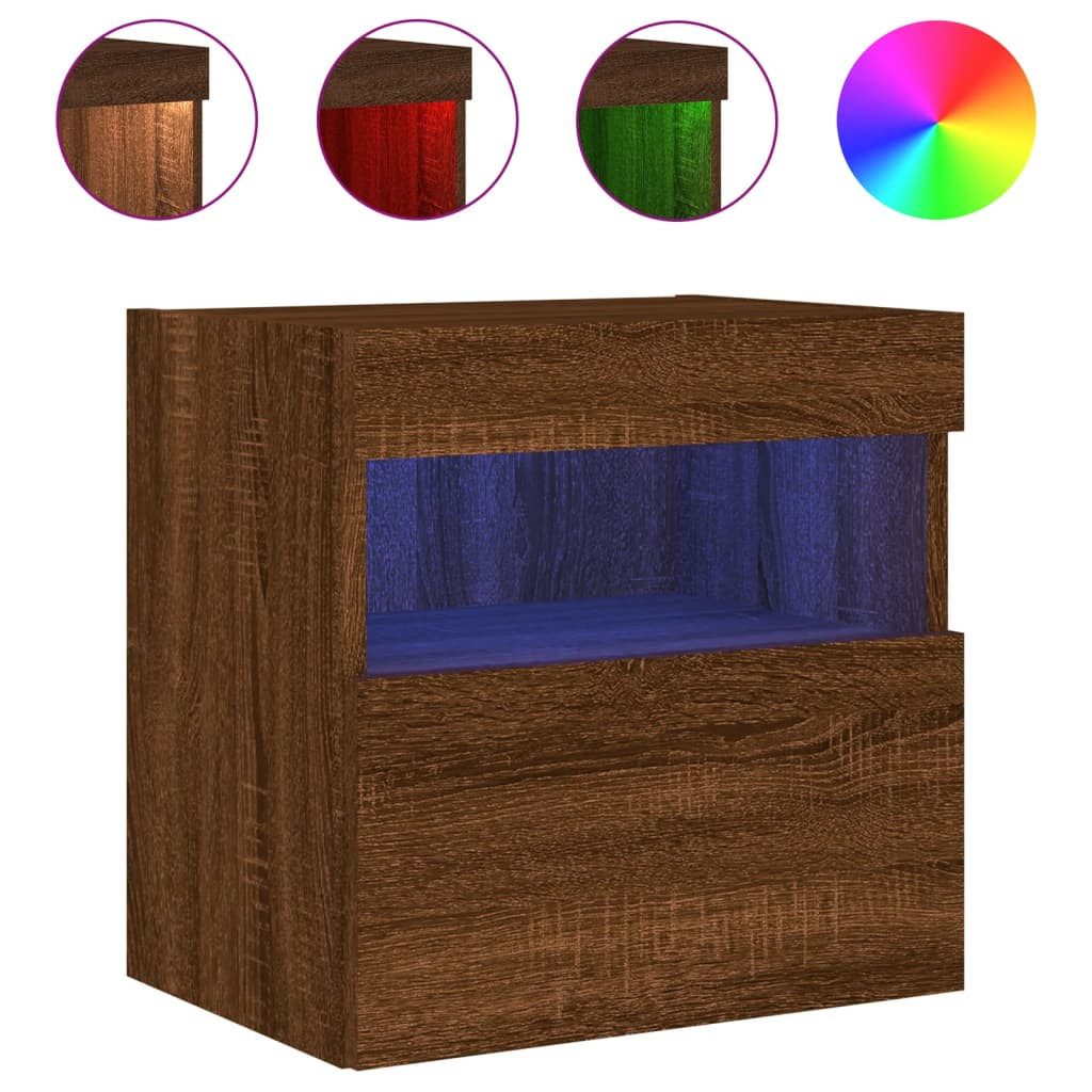 vidaXL TV-Wand TV-Wandschrank mit LED-Leuchten Braun günstig online kaufen