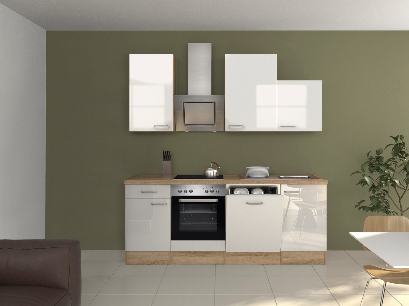 Flex-Well Küchenzeile »Florenz«, mit E-Geräten, Breite 220 cm-HomeTrends