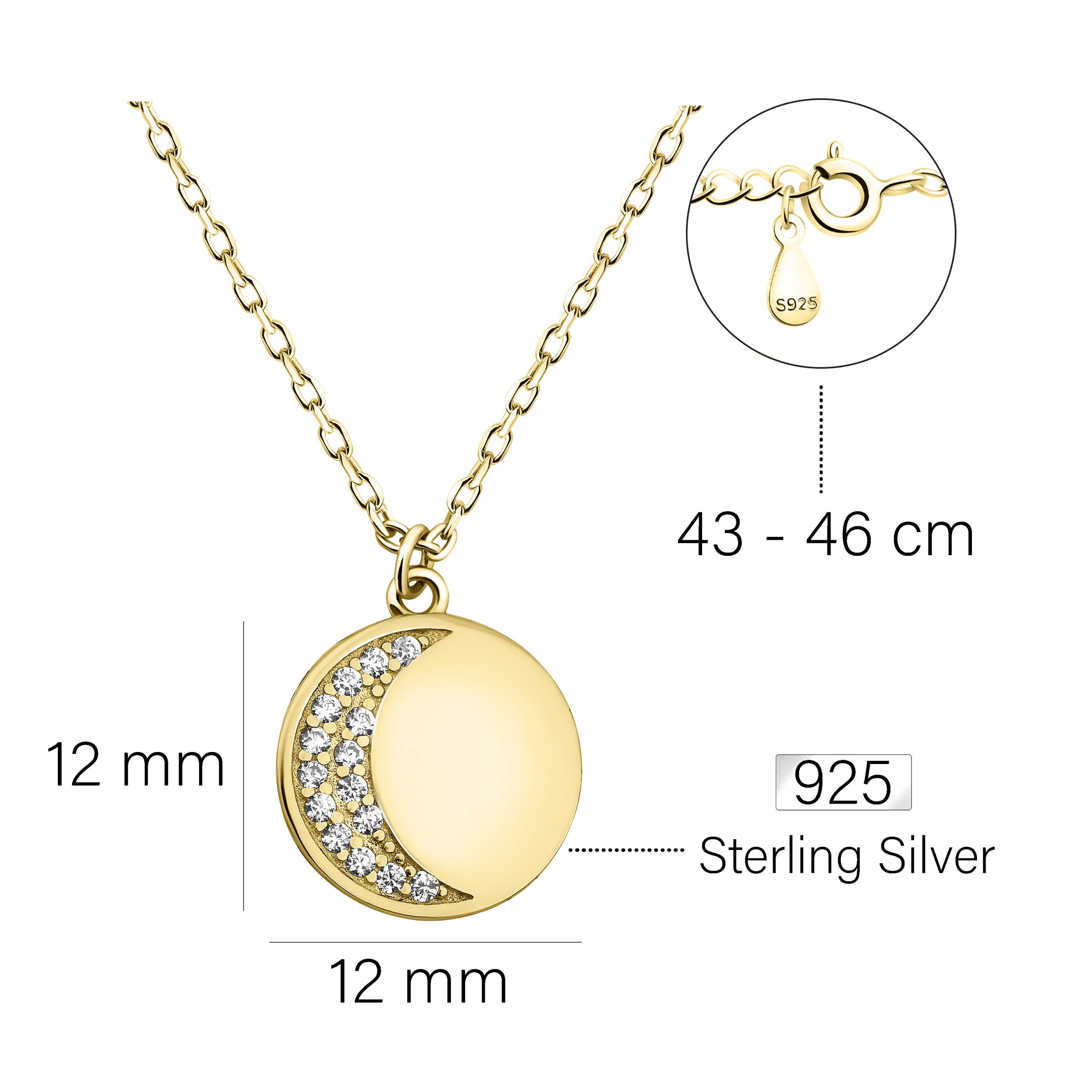 gold Mond, Anhänger Sofia mit Damen Silber 925 Milani Schmuck Kette