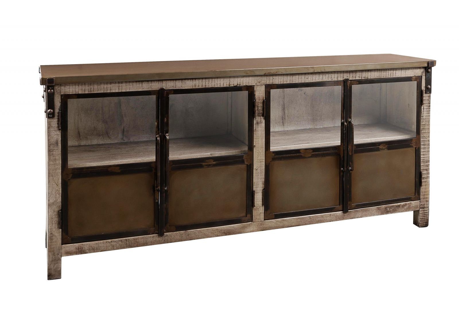 Massivmoebel24 Sideboard (Massivholz), Sideboard Mango 180x40x90 braun lackiert HEAVY INDUSTRY #250