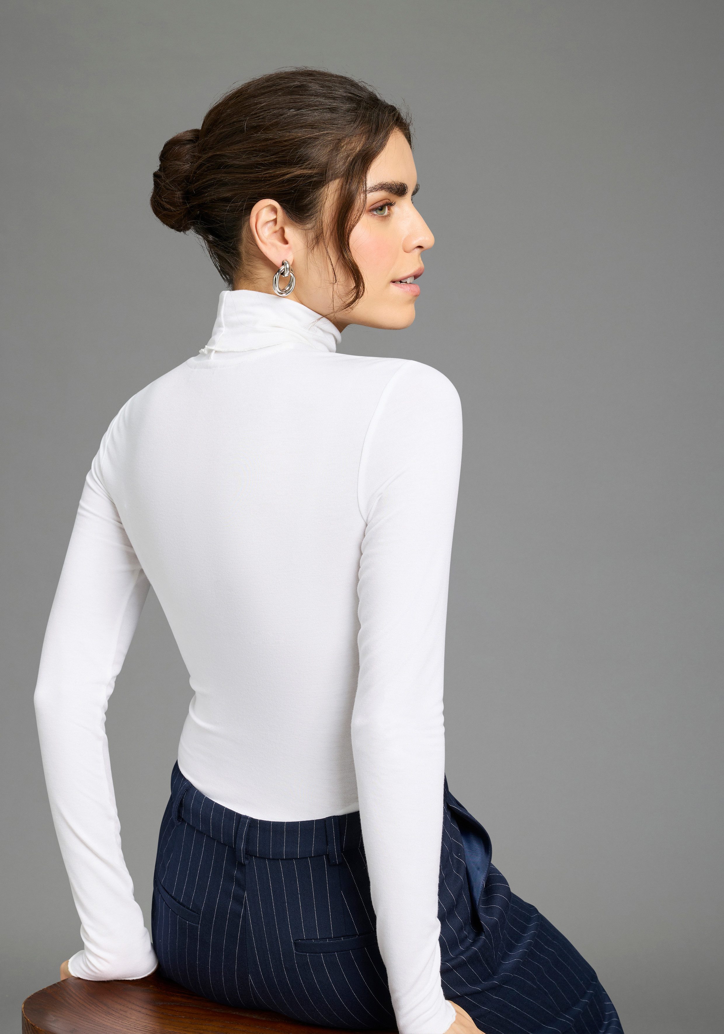 Flashlights Longsleeve mit Rollkragen, elastischer Jersey, Babylock Saum