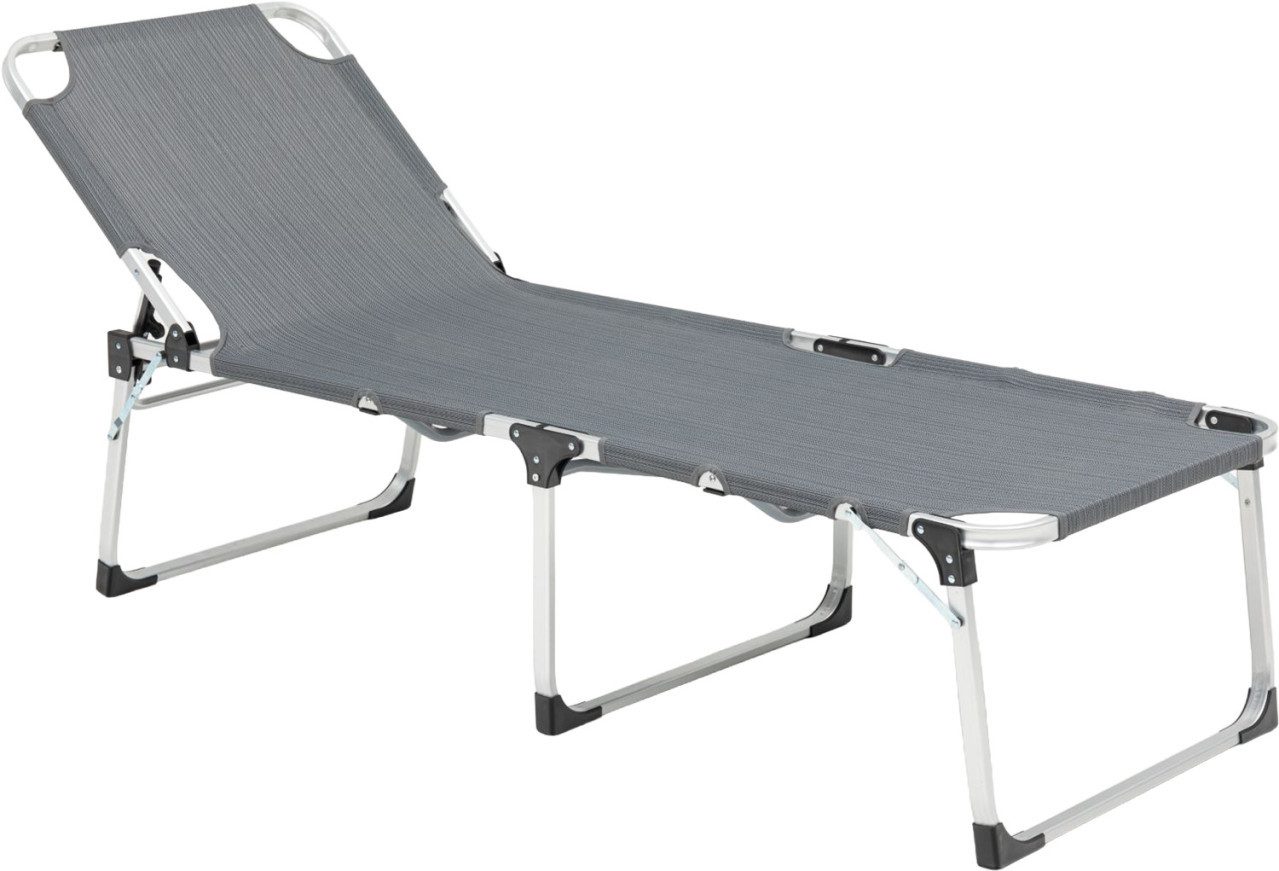 Trend Line Campingliege TrendLine Sonnenliege Aluminium Deluxe XL grau Rückenlehne verstellbar witterungsbeständig