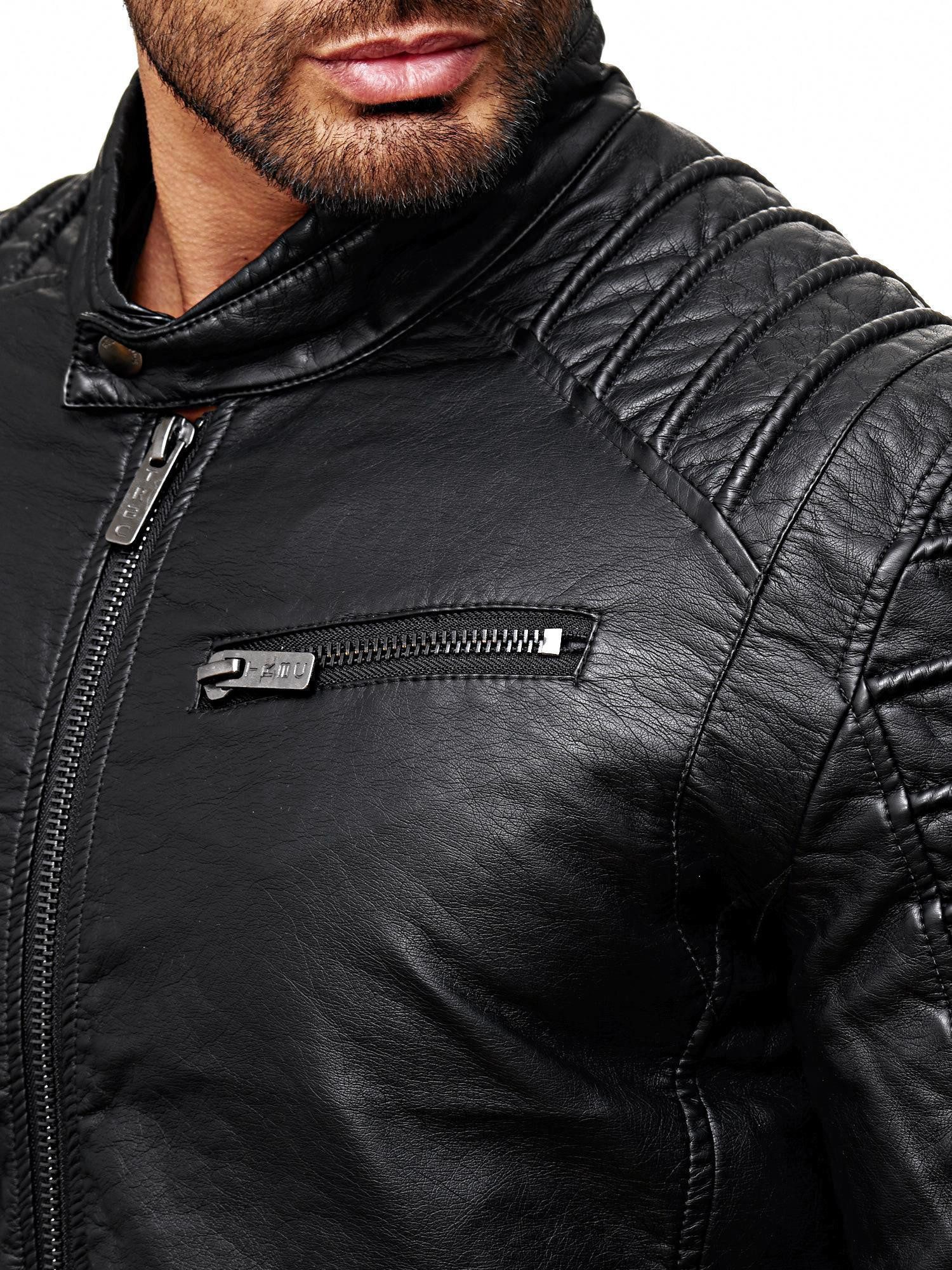 RedBridge Lederimitatjacke mit auffälligen Absteppungen im modischen Bikerstil auch in großen Größen erhältlich – Bild 4 von 5