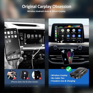 KARLE Kabelloser Carplay-Adapter, kabelloses CarPlay und Android Auto Auto-Adapter 5 GHz, keine Verzögerung, Plug-and-Play zu integriert in Disney+, Netflix, YouTube, TikTok, unterstützt TF-Karte, Mirror Link, für kabelgebundene OEM-CarPlay-Autos