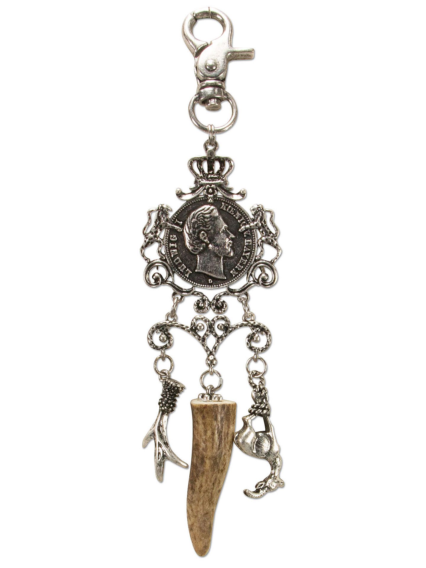 Moschen-Bayern Trachtenlederhose Charivari Herren Kette Schmuck Lederhosen Anhänger Silber Münzen Jagd enthält Teile tierischen Ursprungs - echt Hirschhorn