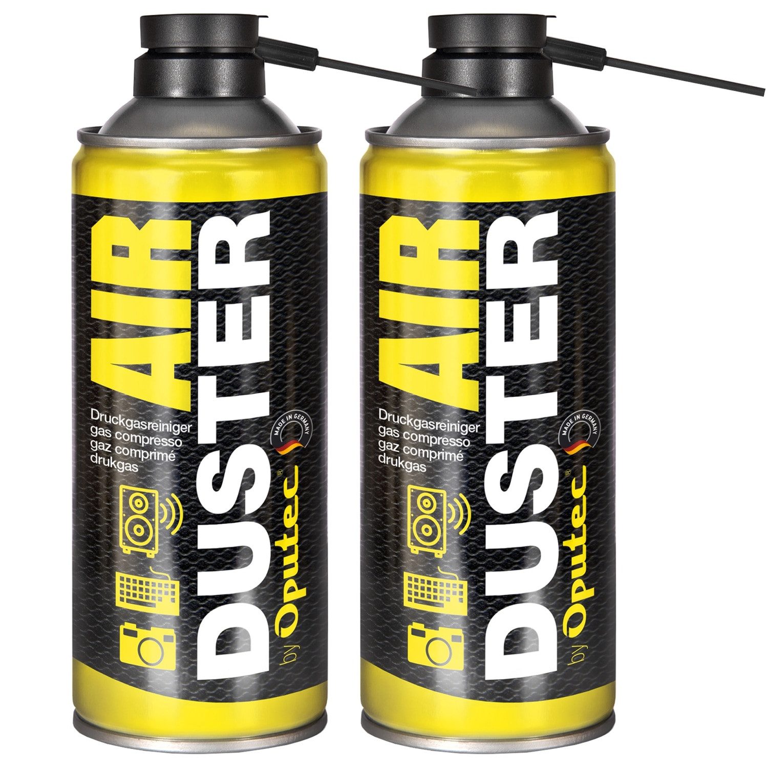 Oputec 2 x 400ml Druckluftspray Air Duster Druckgasreiniger Tastatur Reiniger Druckluftreiniger (Made in Germany)