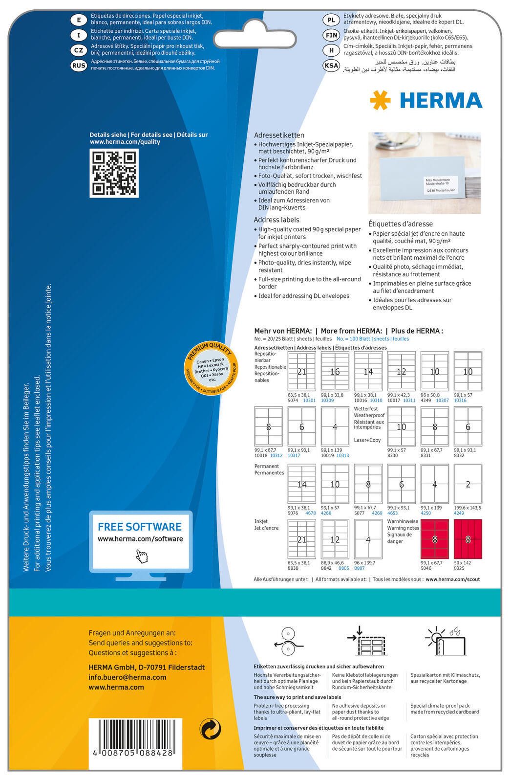 Etiketten HERMA Inkjet-Etik.88,9x46,6 ws
